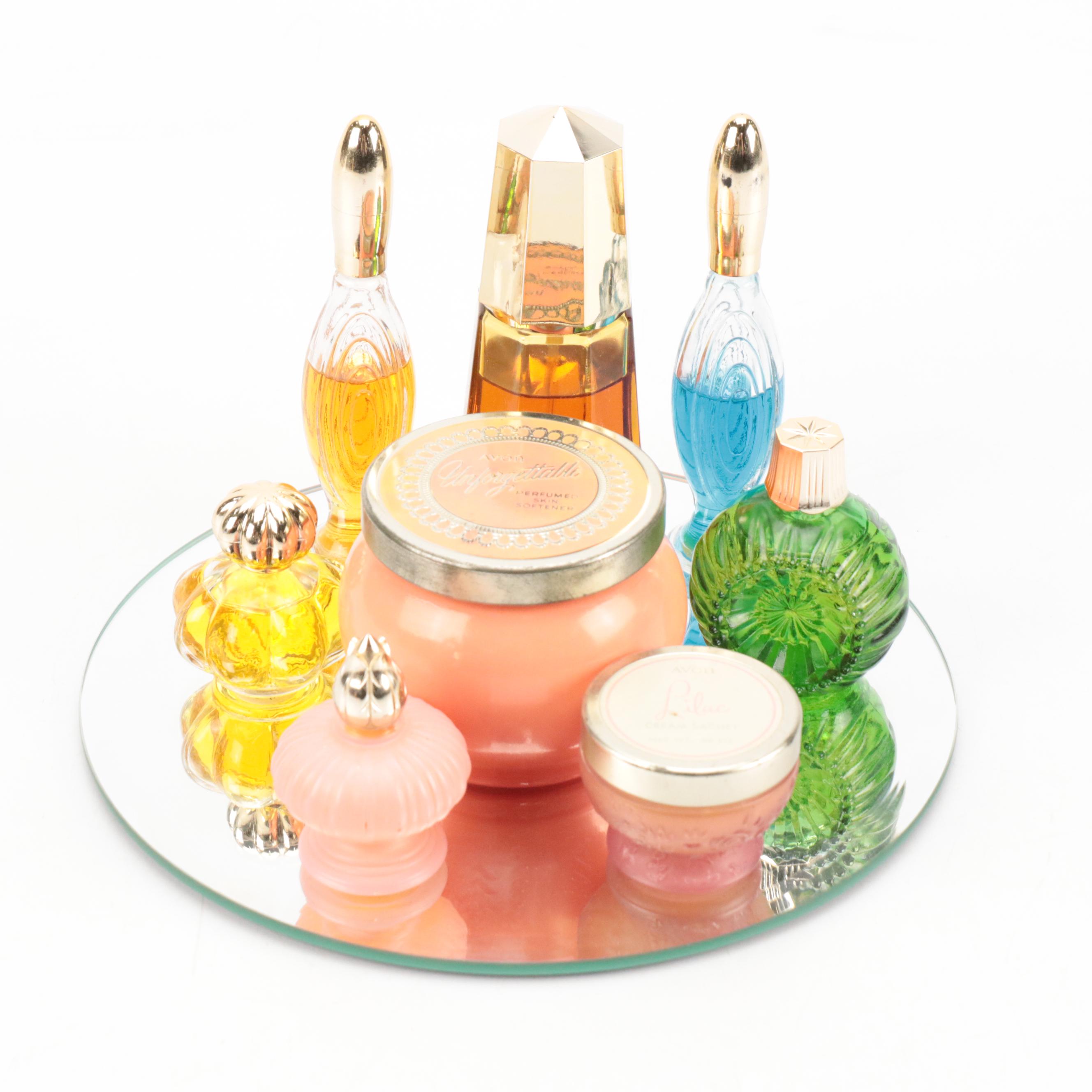 Avon Glass Perfume Bottles and Make-Up Containers with More