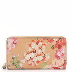 Gucci Shanghai Blooms Multicolor Print Leather Zip Around Wallet