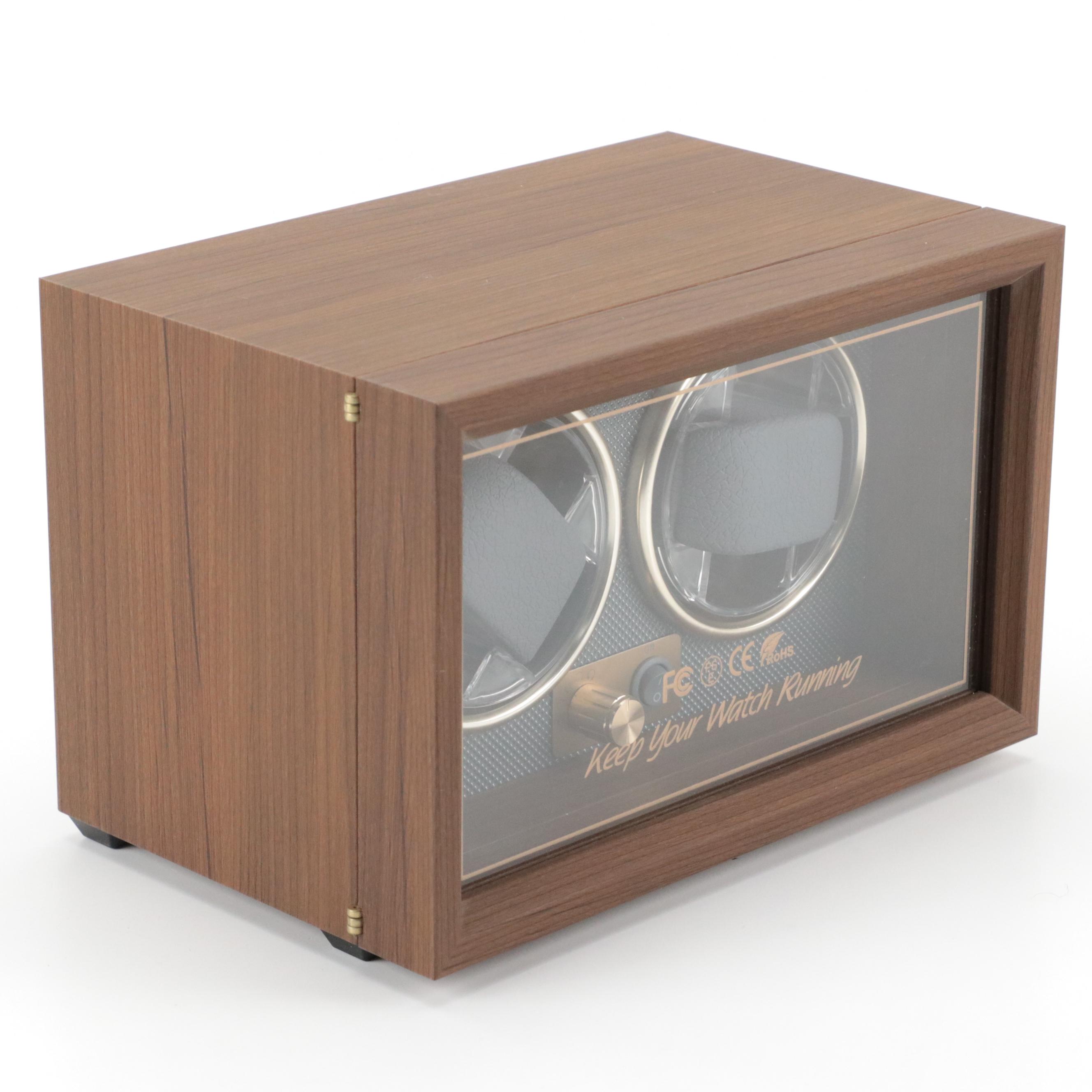 Faux Wood Illuminating Dual Watch Winder