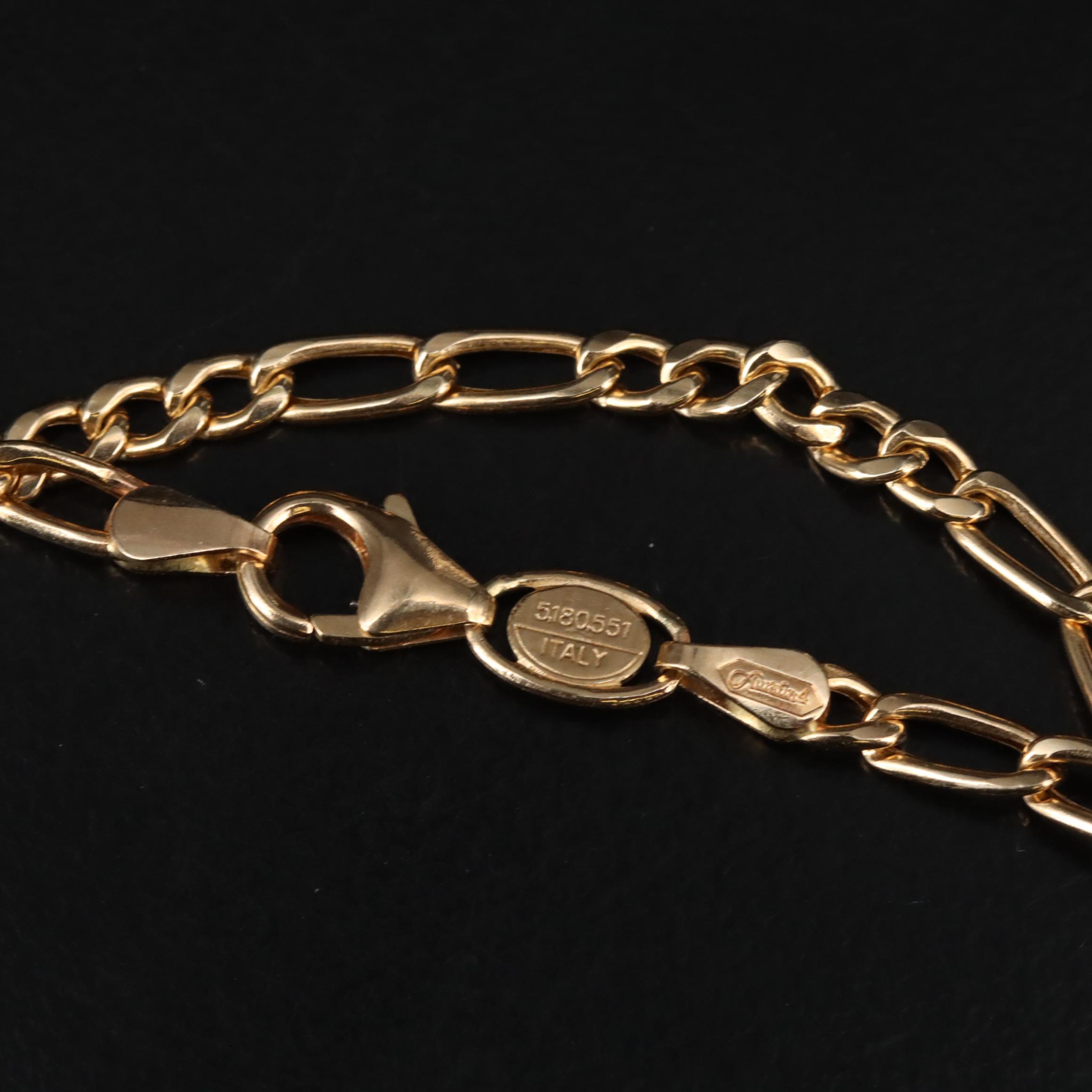 Italian 14K Figaro Chain Necklace