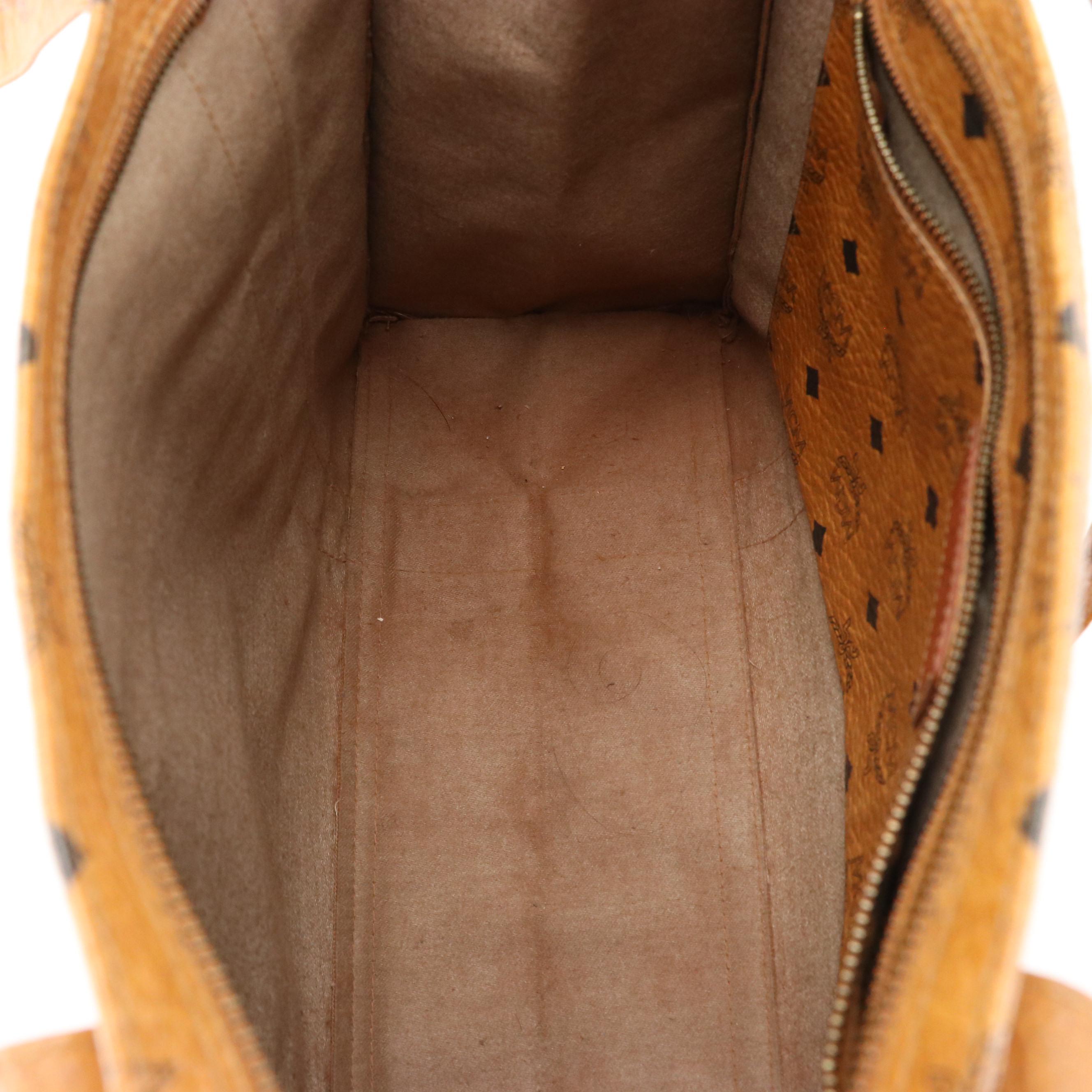 MCM Cognac Visetos Coated Canvas Shoulder Bag