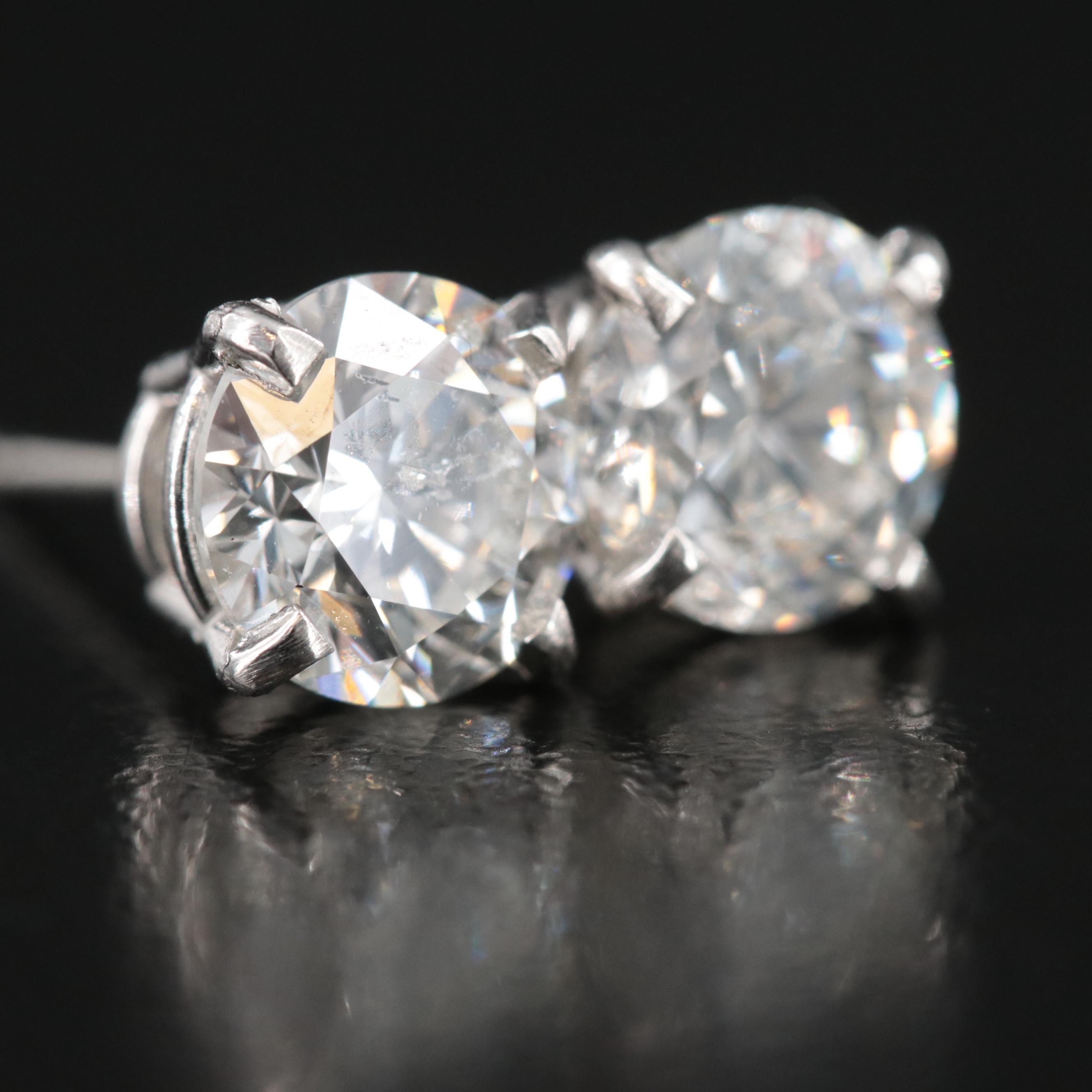 Platinum 2.25 CTW Diamond Stud Earrings with GIA eReports