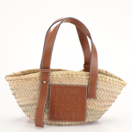 Loewe Raffia and Leather Small Basket Tote Bag