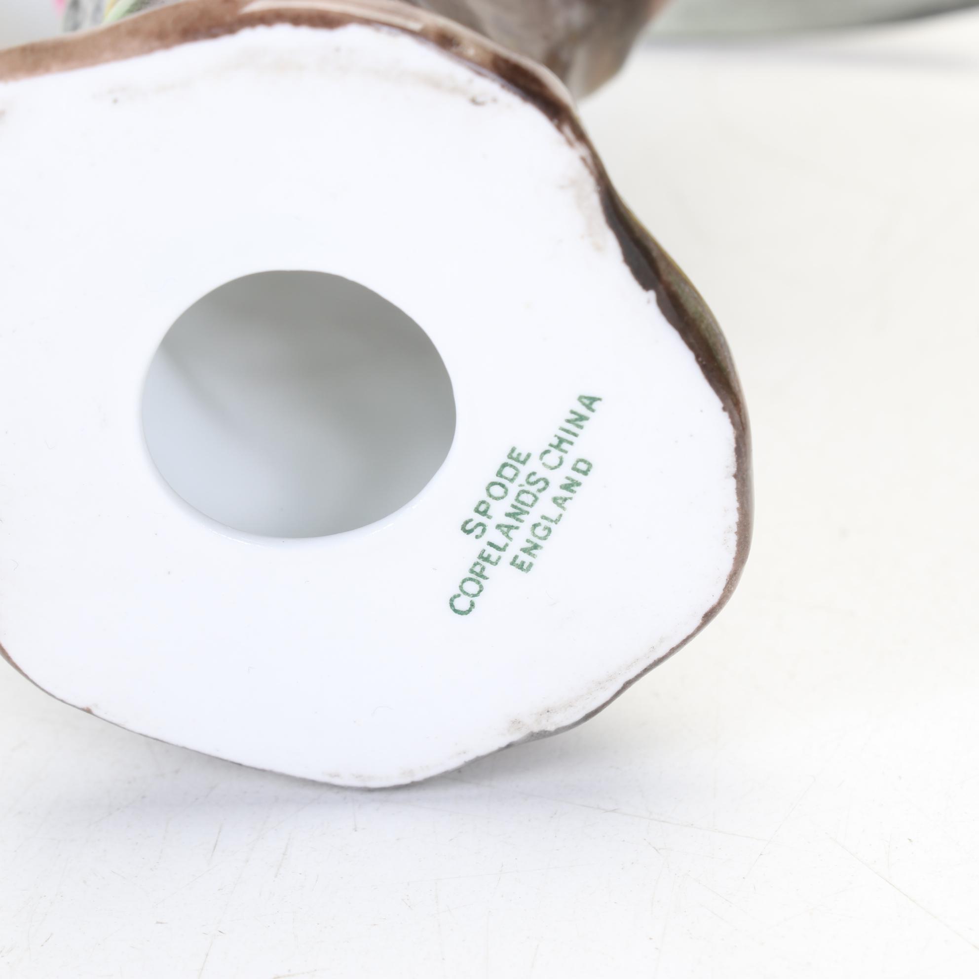 Pair of Spode  Copeland's China Bird Figurines with Ceramic Flower Arrangements