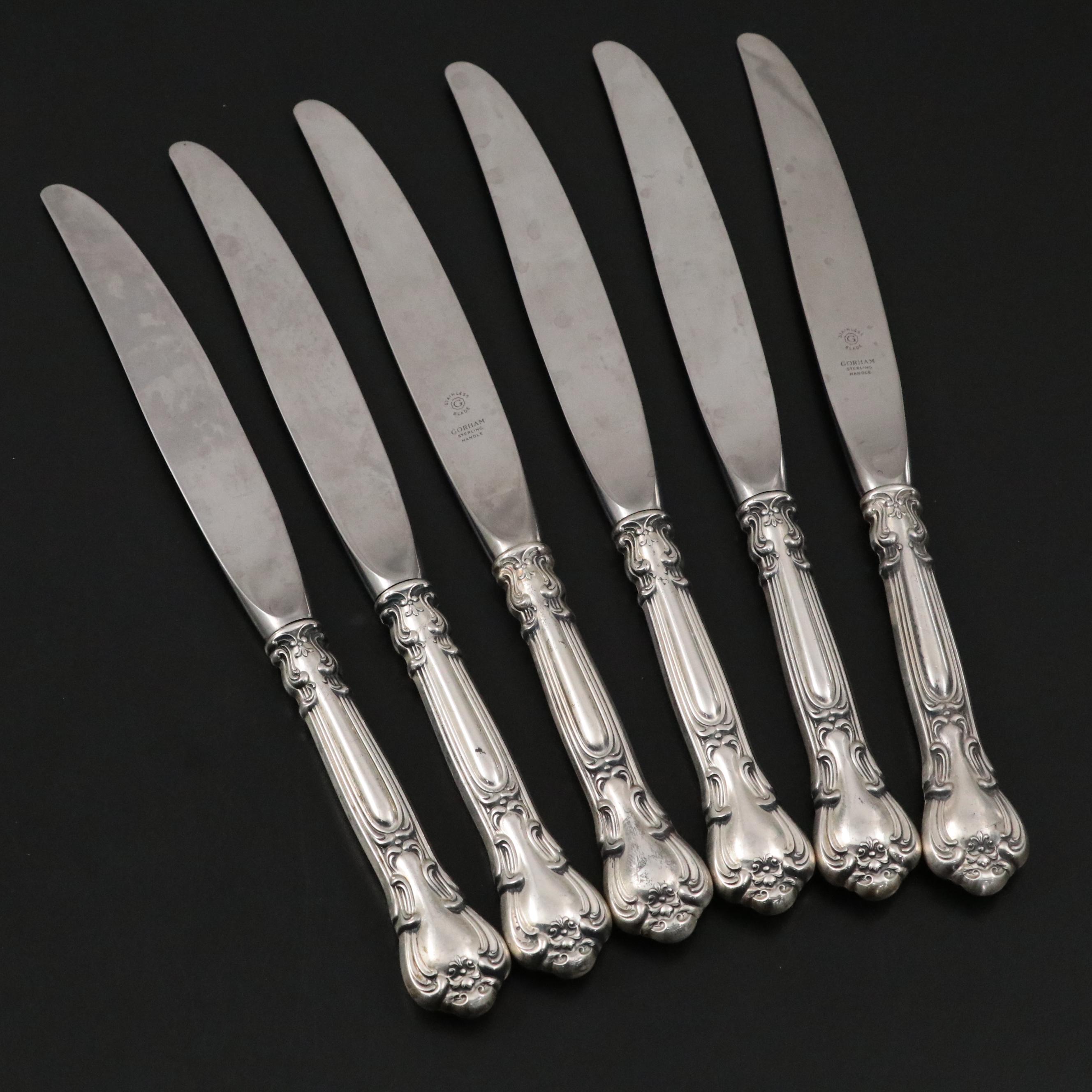 Gorham "Chantilly" Sterling Silver Handled Dinner Knives, Mid/Late 20th Century
