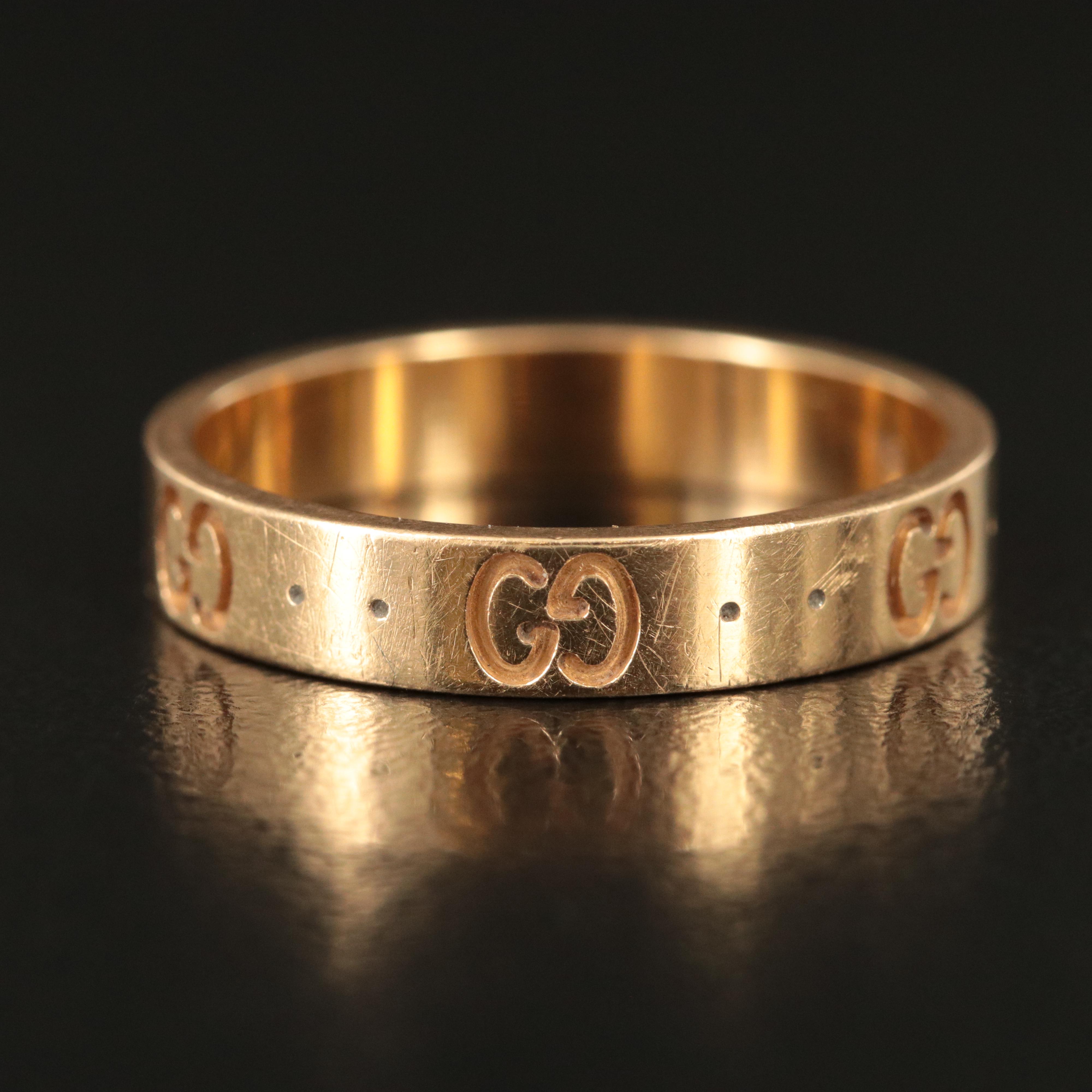 Gucci 18K "Icon" GG Logo Ring