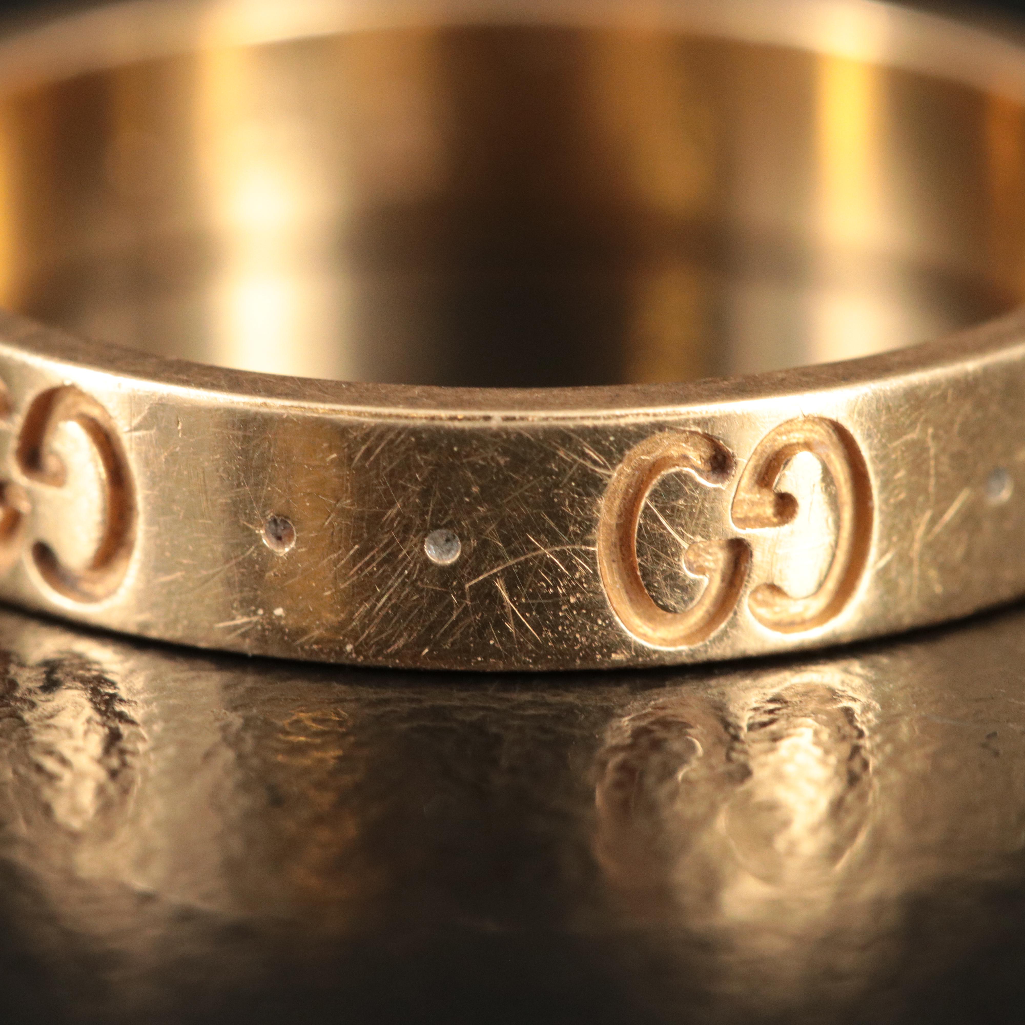 Gucci 18K "Icon" GG Logo Ring