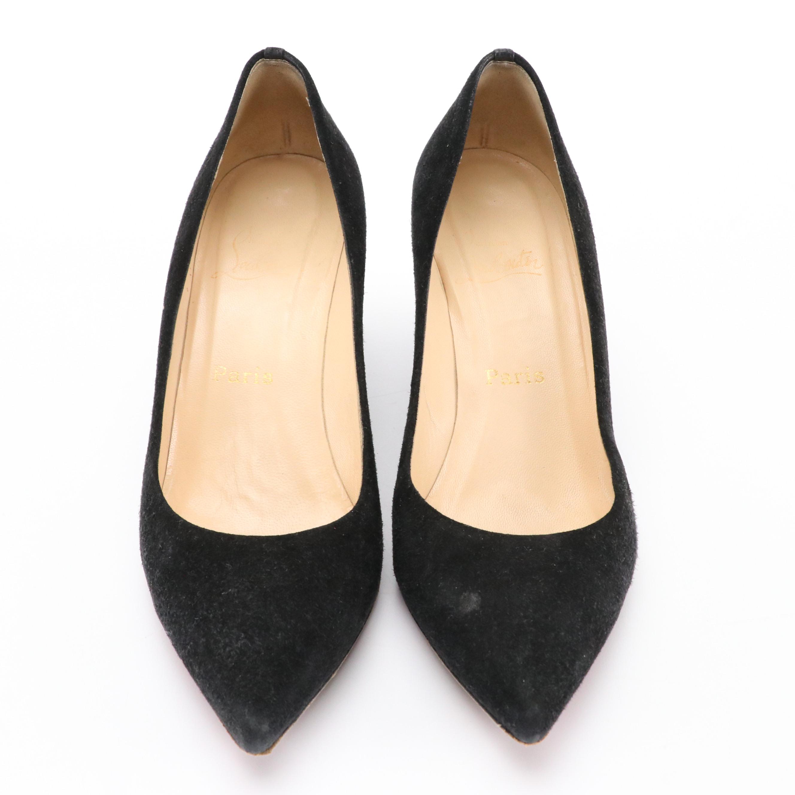 Christian Louboutin Wedge Pumps in Black Suede EBTH