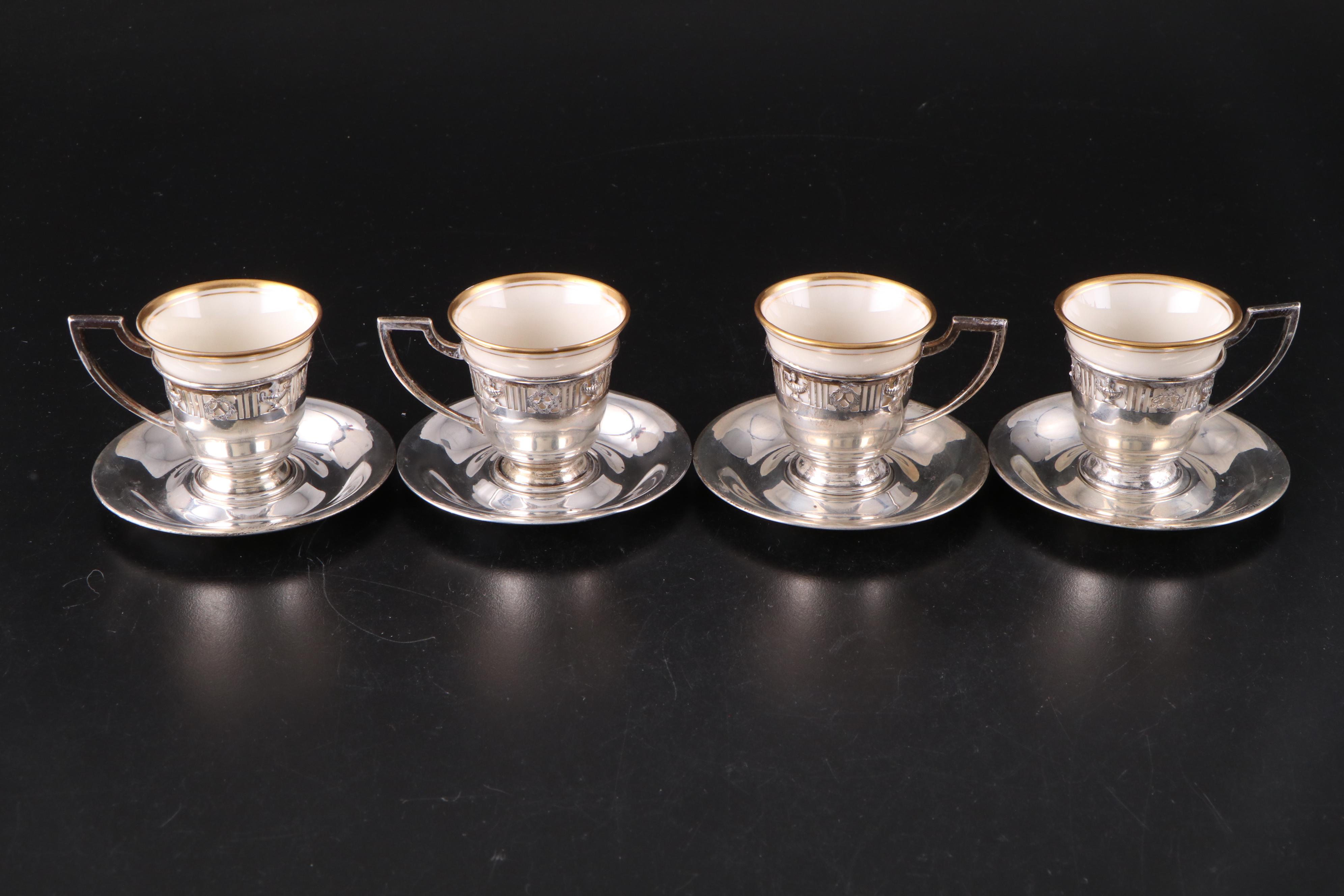 Matthews Co. Sterling Silver Cup Holders and Saucers and More