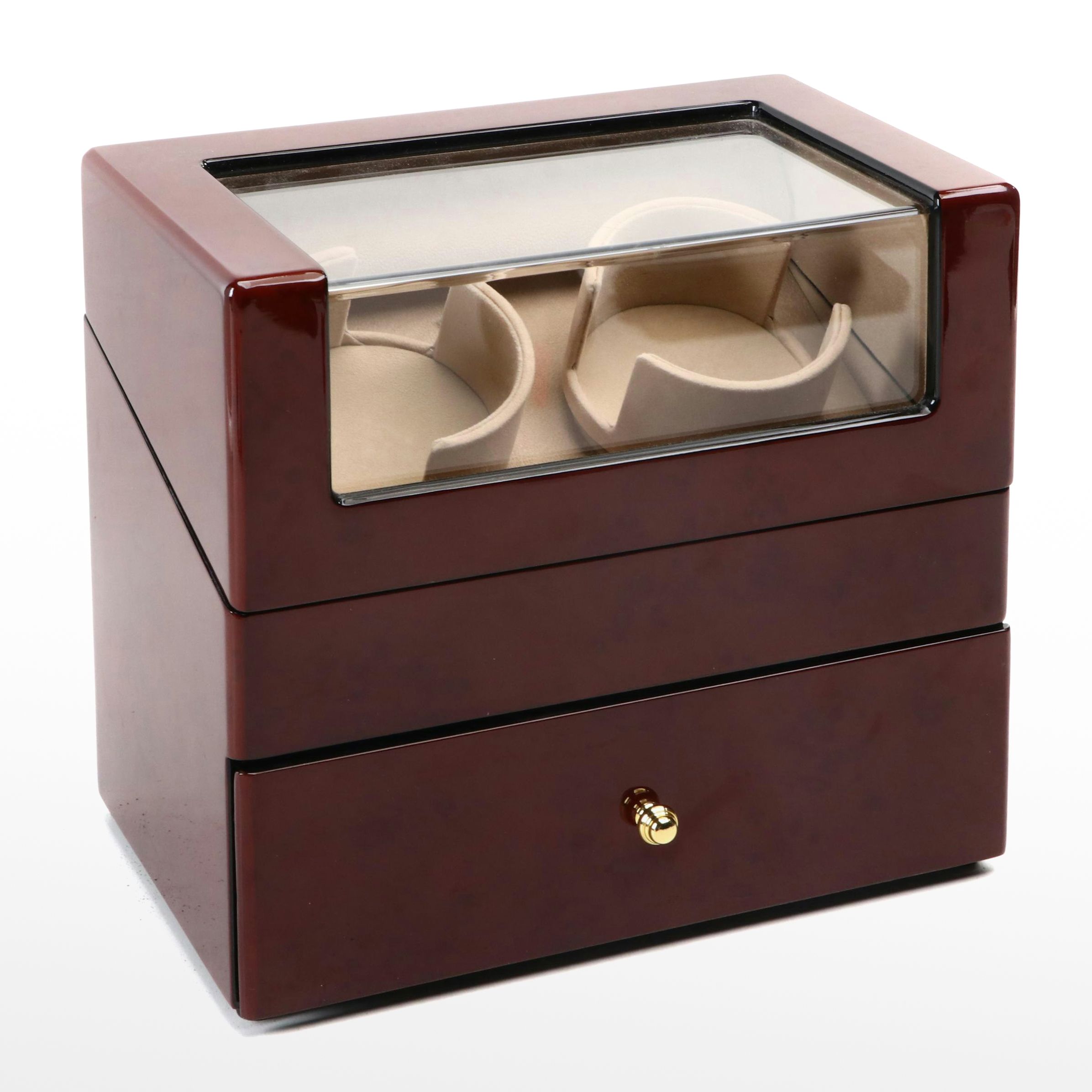High Gloss Burl Double Watch Winder