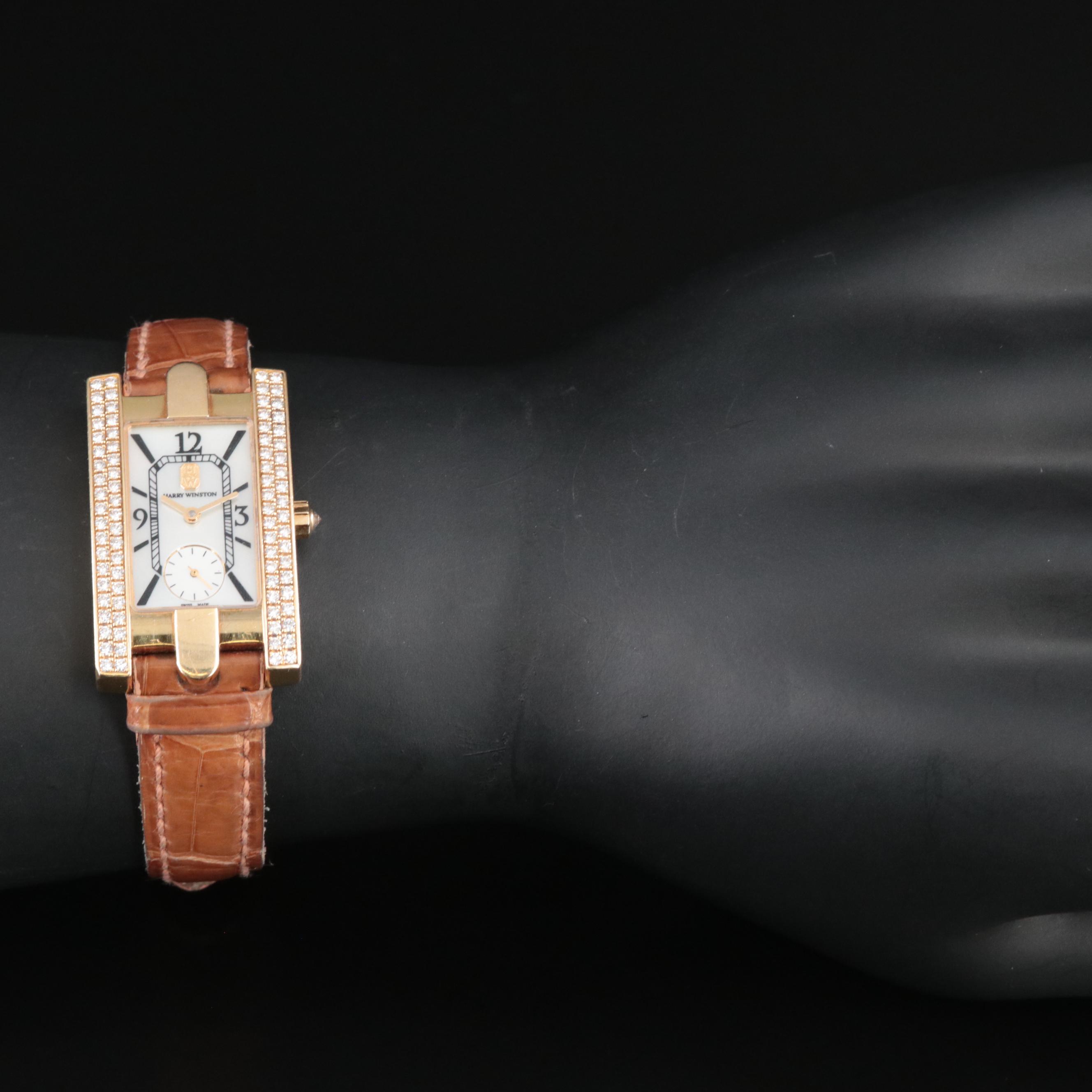 18K Harry Winston Mother-of-Pearl Dial, Diamond Case Watch