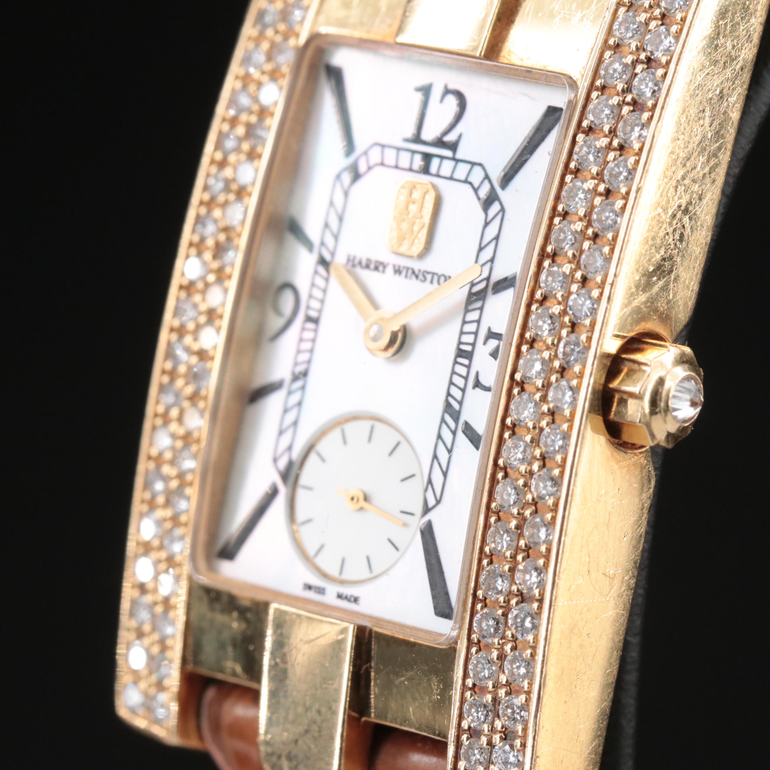 18K Harry Winston Mother-of-Pearl Dial, Diamond Case Watch