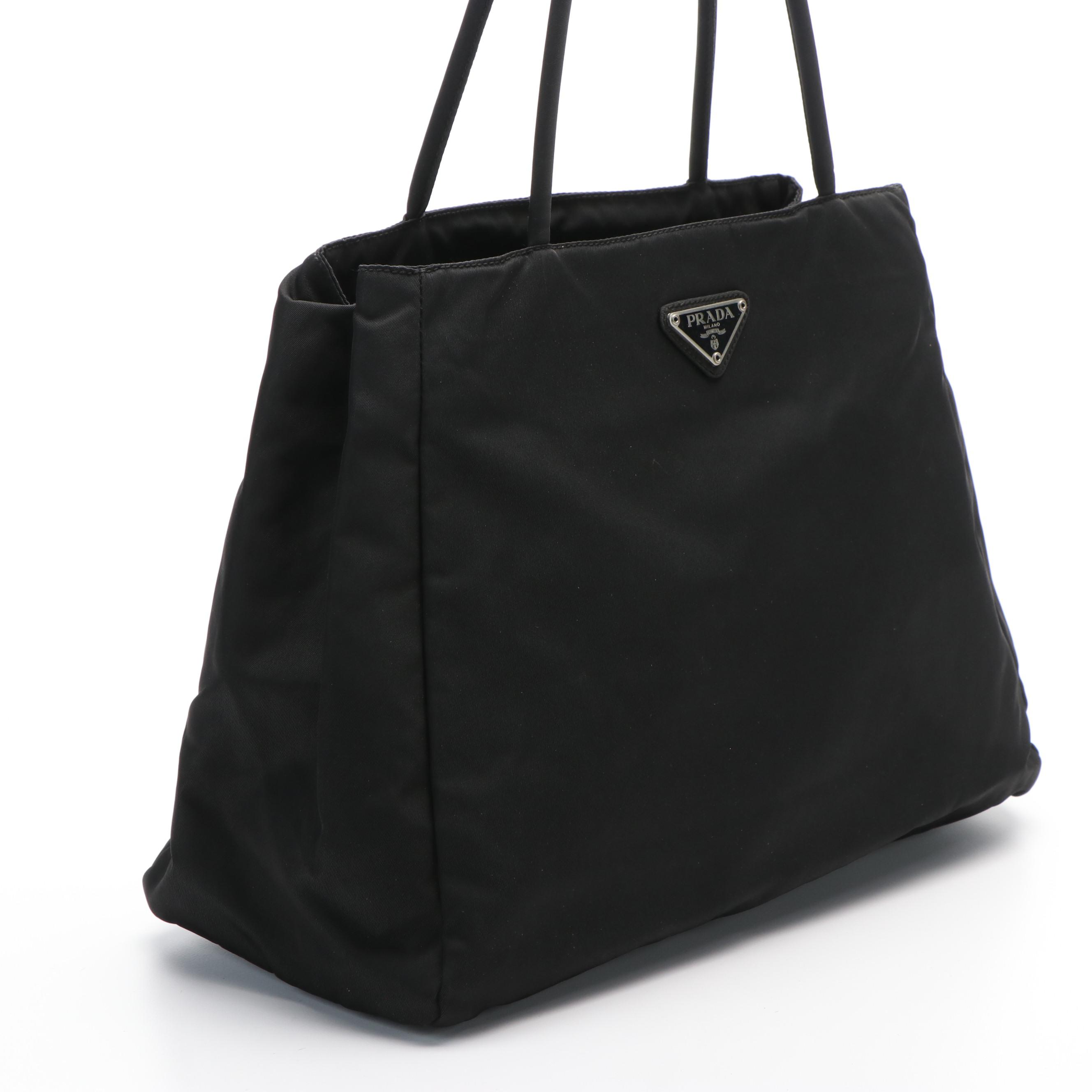Prada Triangle Logo Black Tessuto Nylon Tote Bag