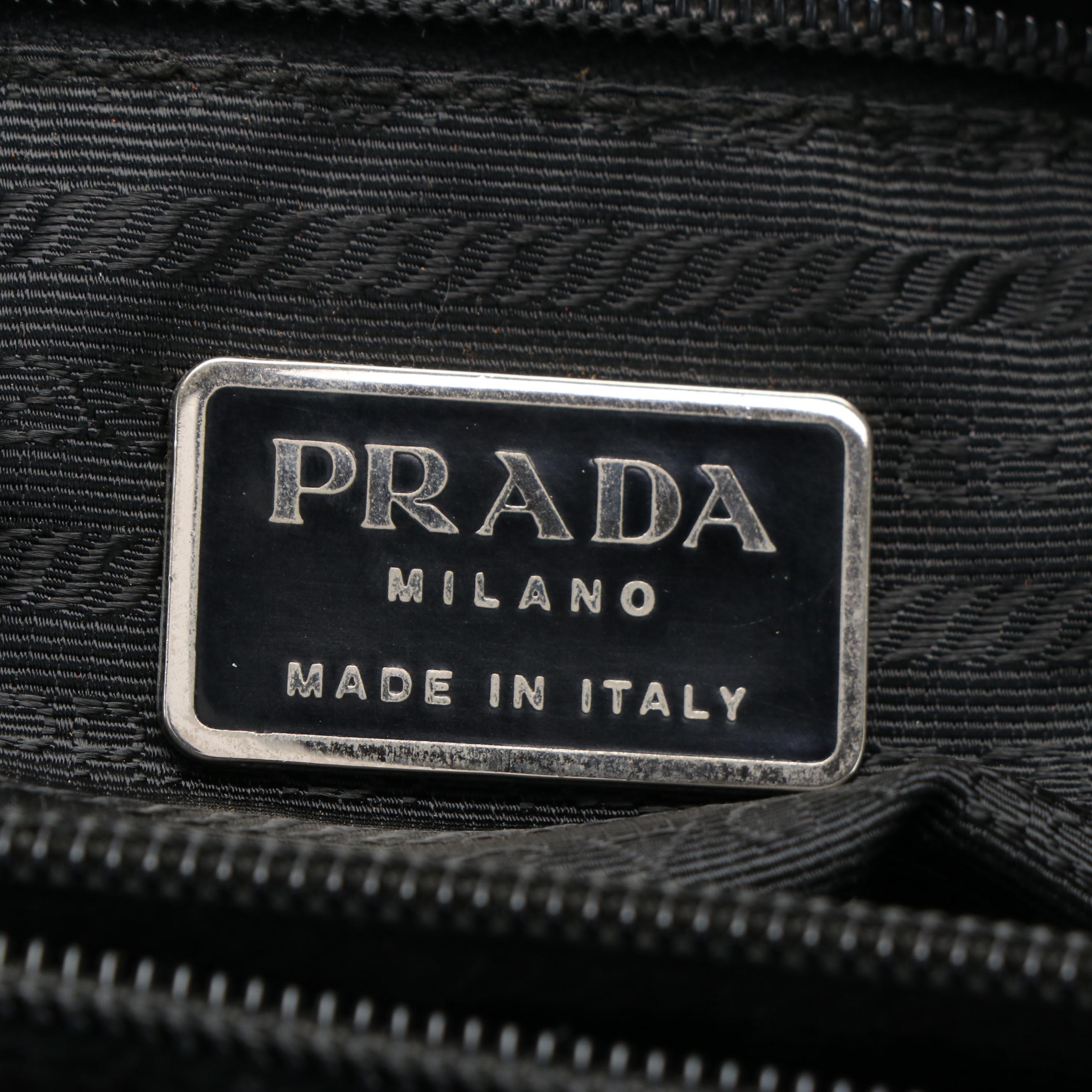 Prada Triangle Logo Black Tessuto Nylon Tote Bag