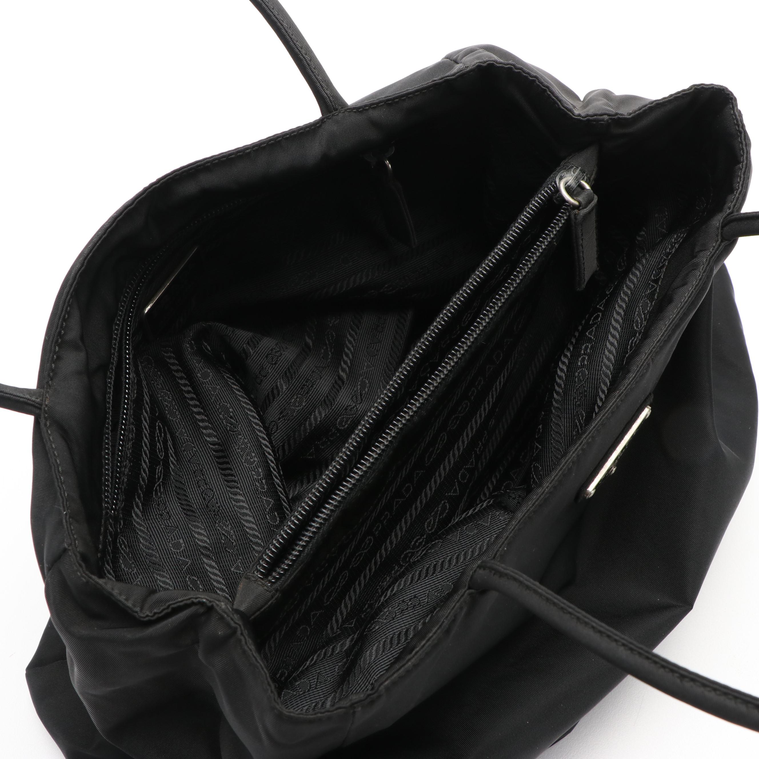 Prada Triangle Logo Black Tessuto Nylon Tote Bag