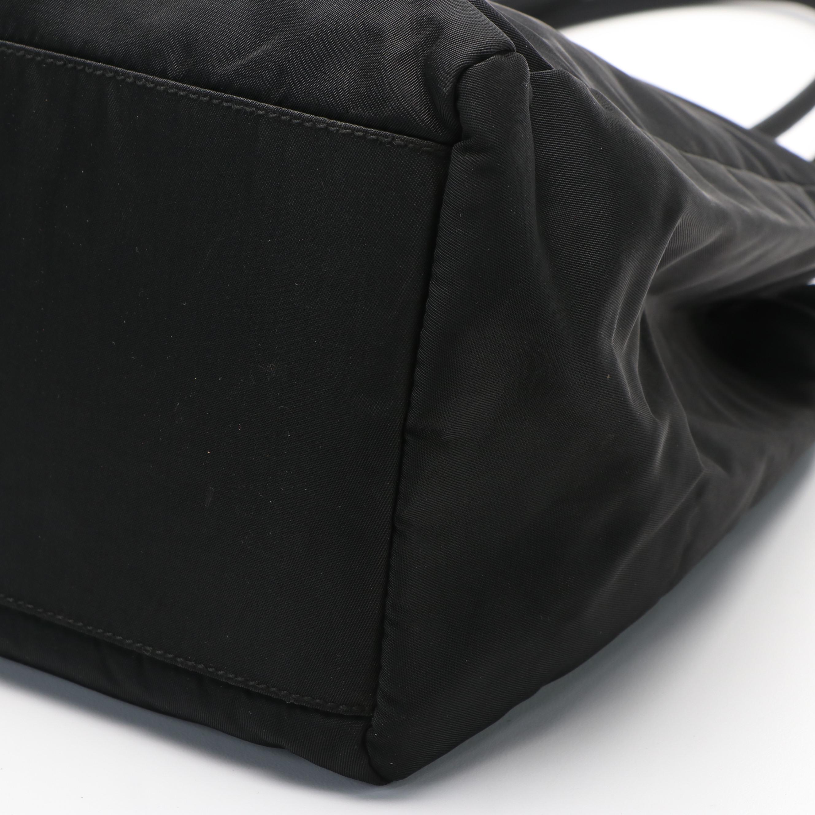 Prada Triangle Logo Black Tessuto Nylon Tote Bag
