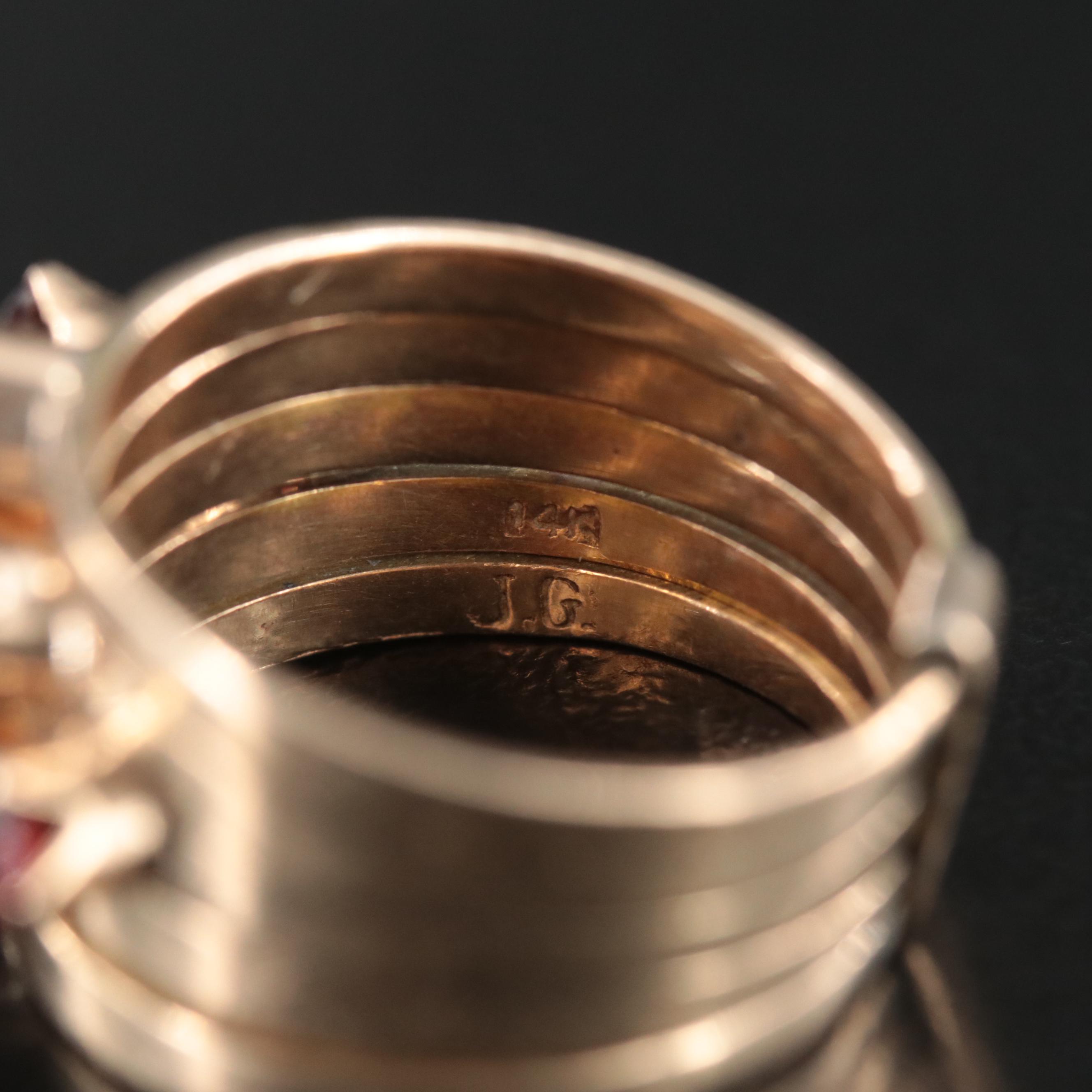 14K Garnet Stacking Ring