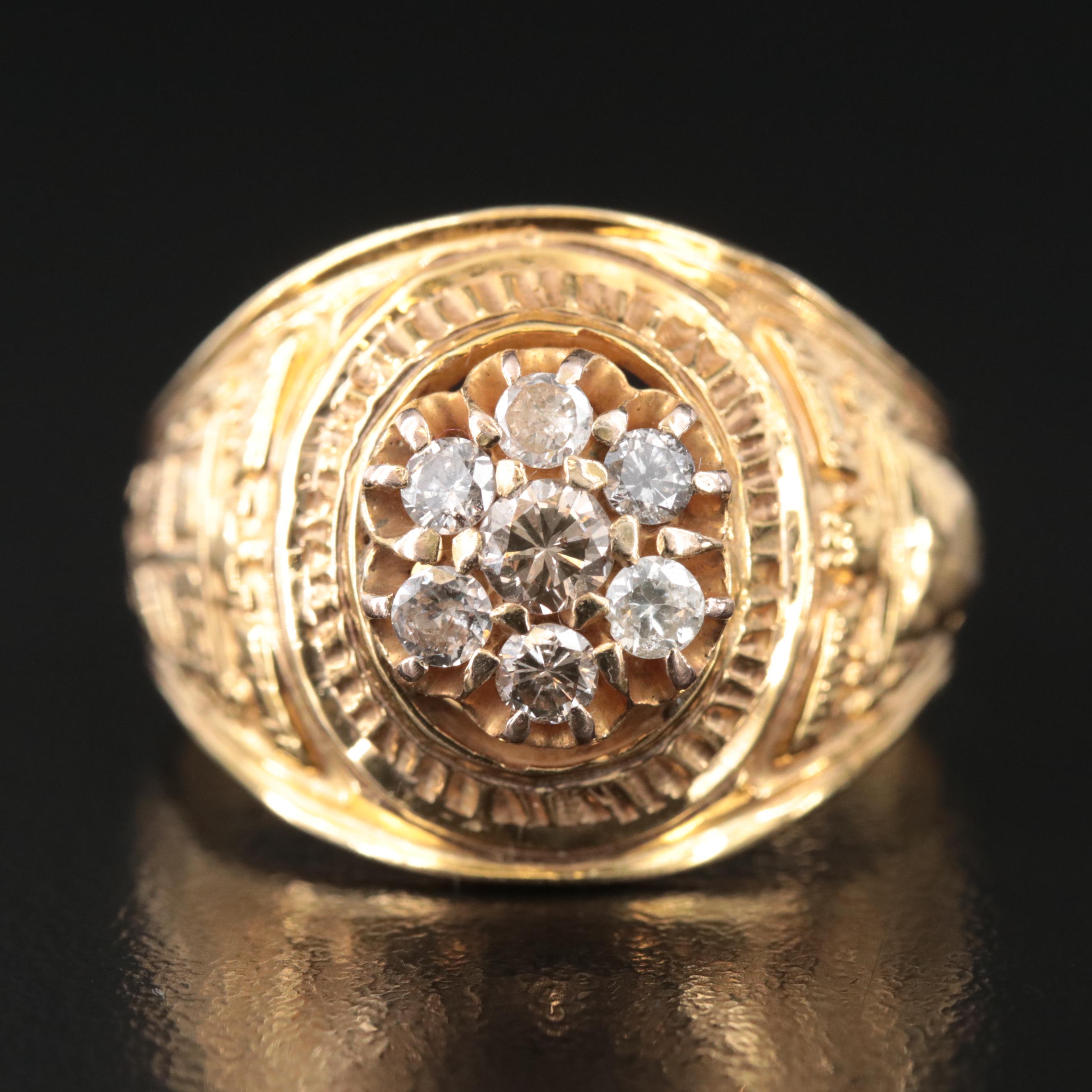 Vintage 10K 0.73 CTW Lab Grown Diamond Class Ring with Fancy Brown Center