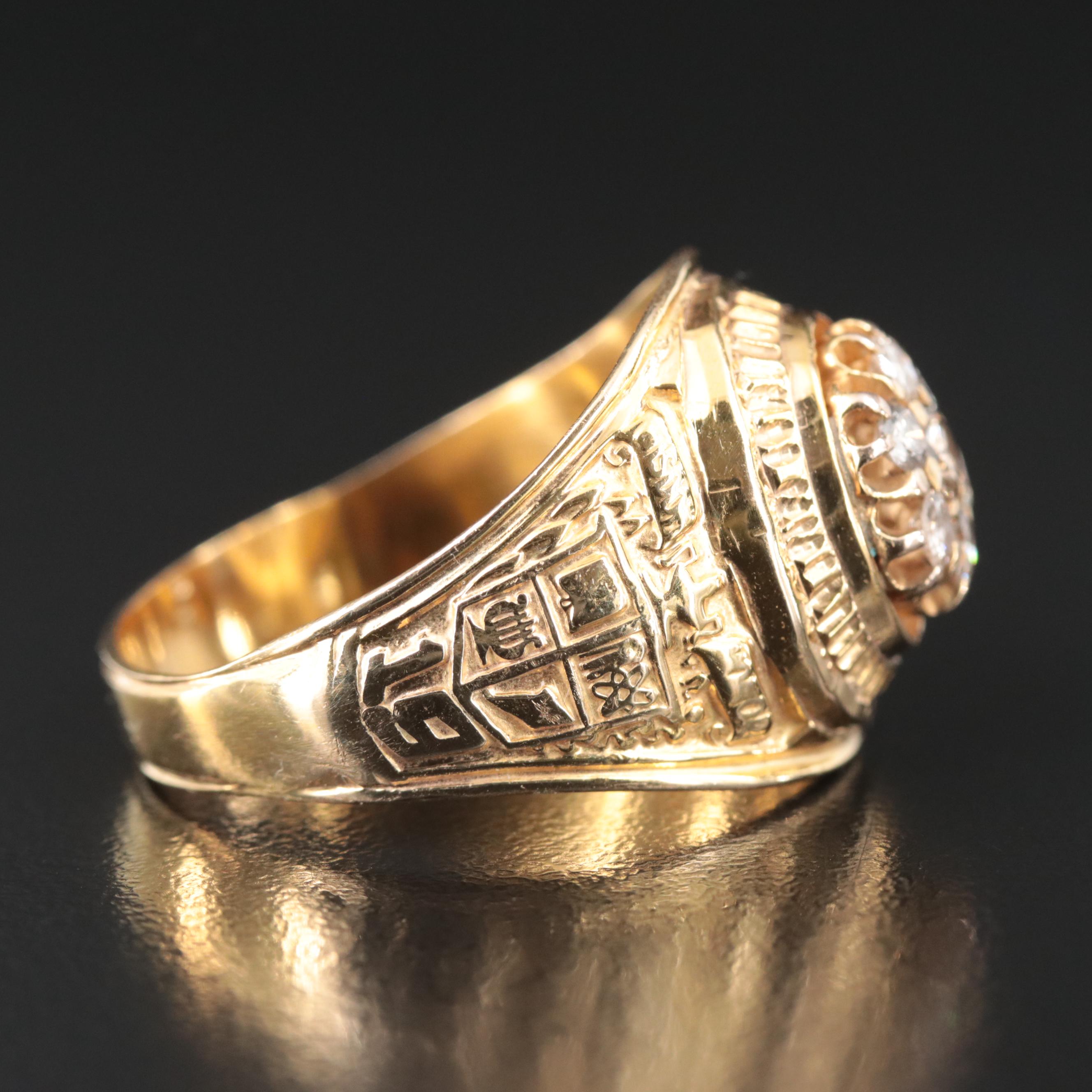 Vintage 10K 0.73 CTW Lab Grown Diamond Class Ring with Fancy Brown Center