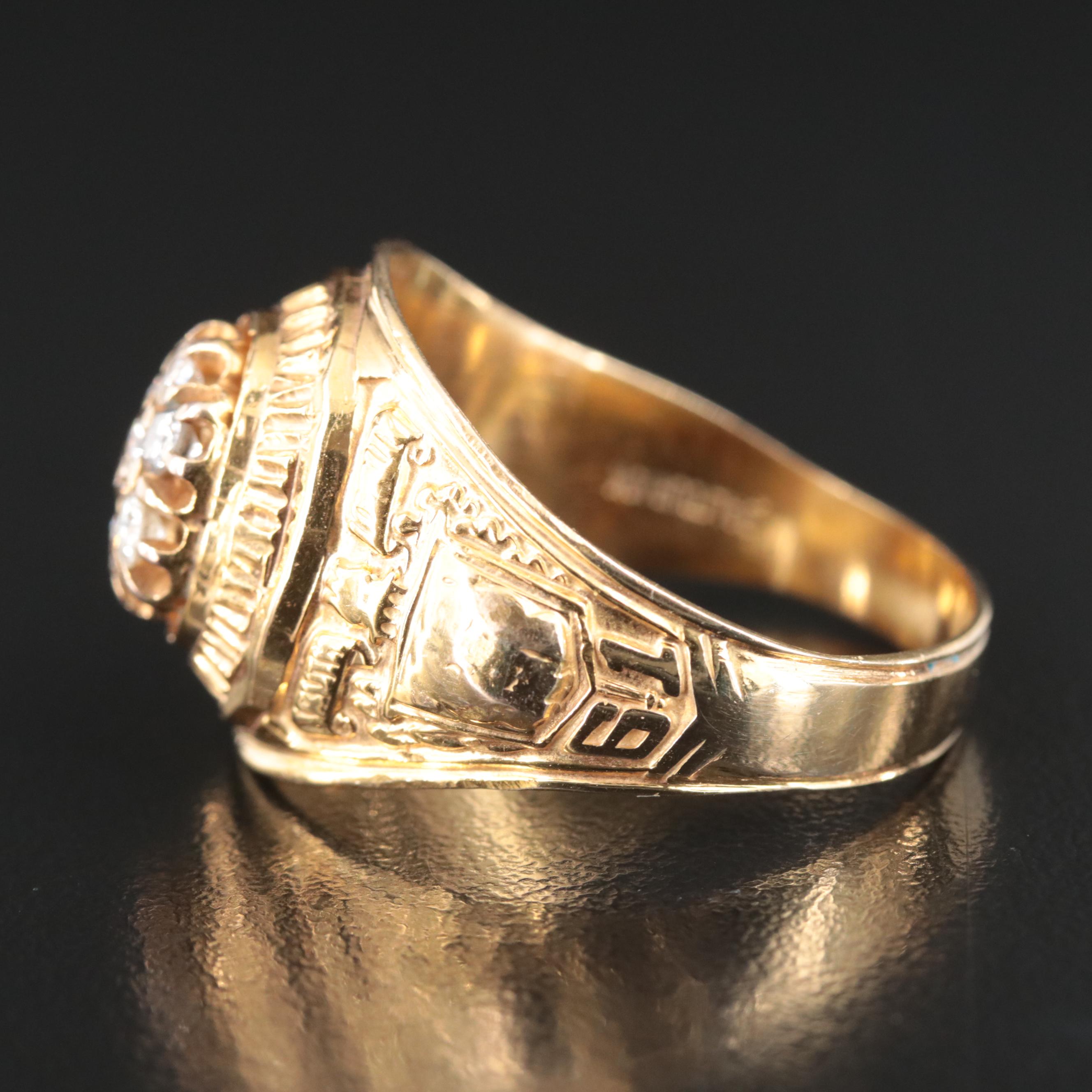 Vintage 10K 0.73 CTW Lab Grown Diamond Class Ring with Fancy Brown Center