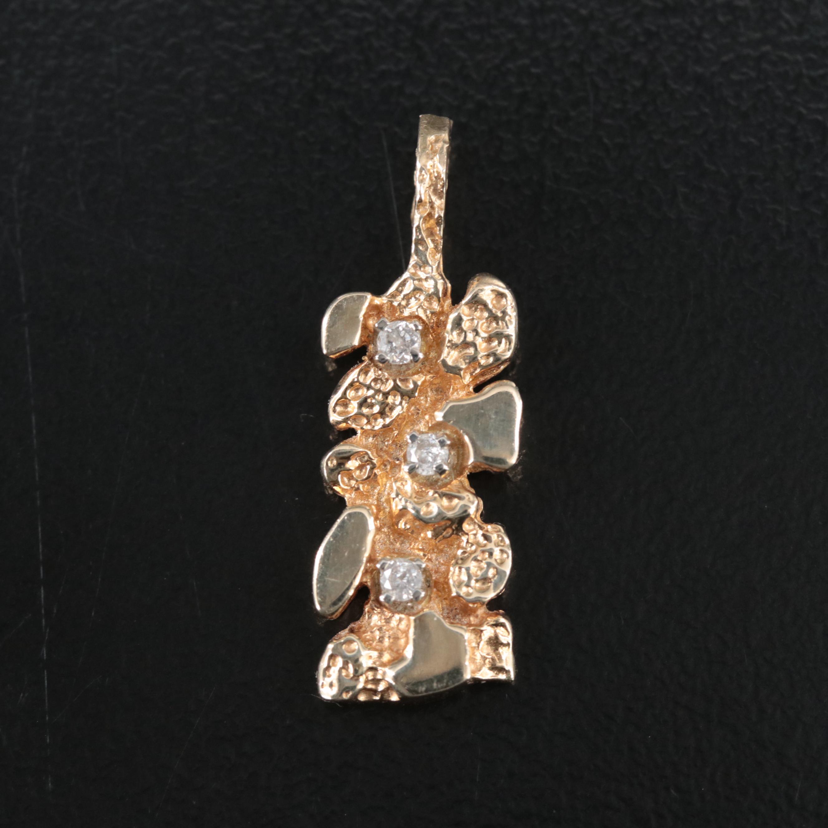 14K 0.06 CTW Diamond Nugget Style Pendant