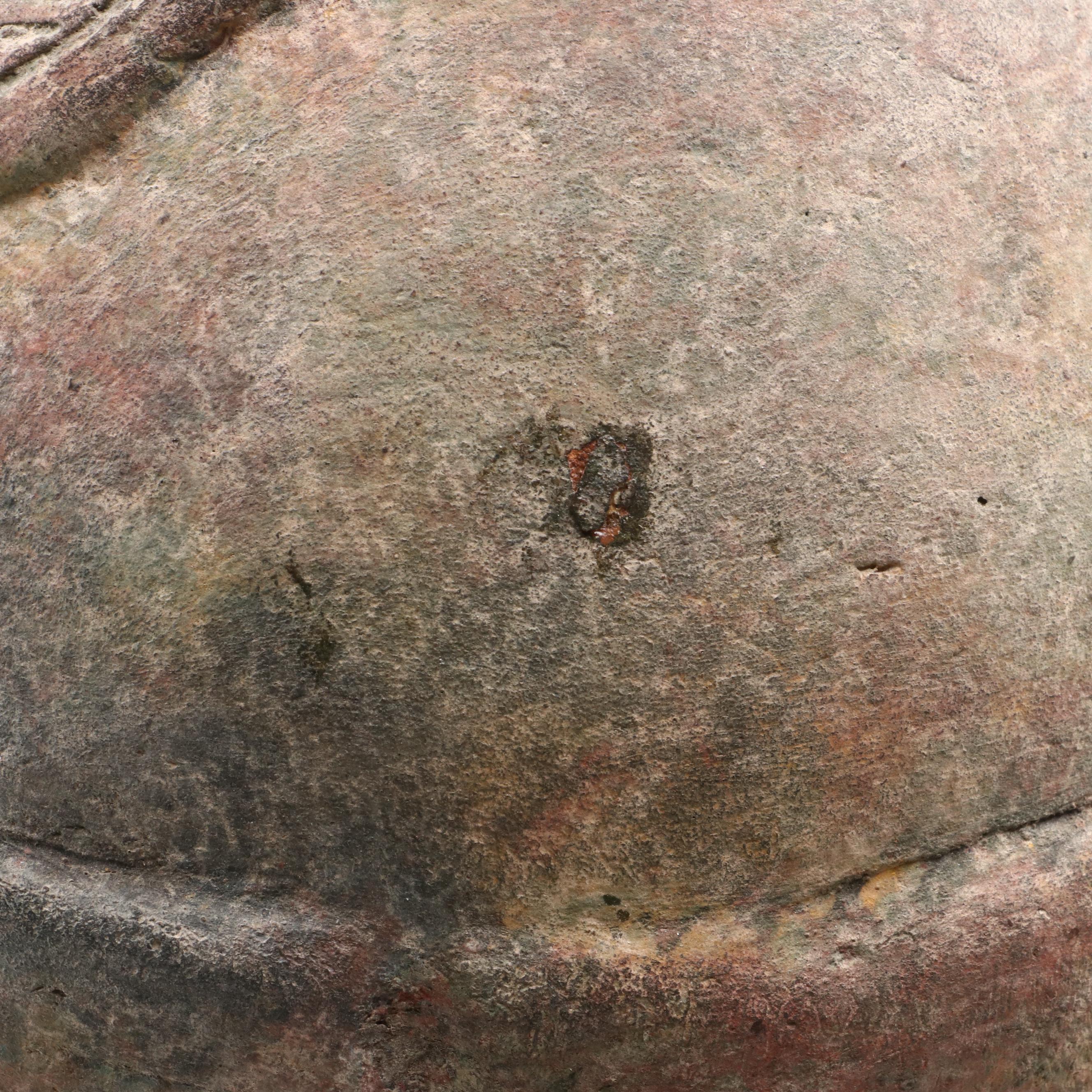 Vintage Ceramic Vase Featuring Fish and Brick Relief Pattern