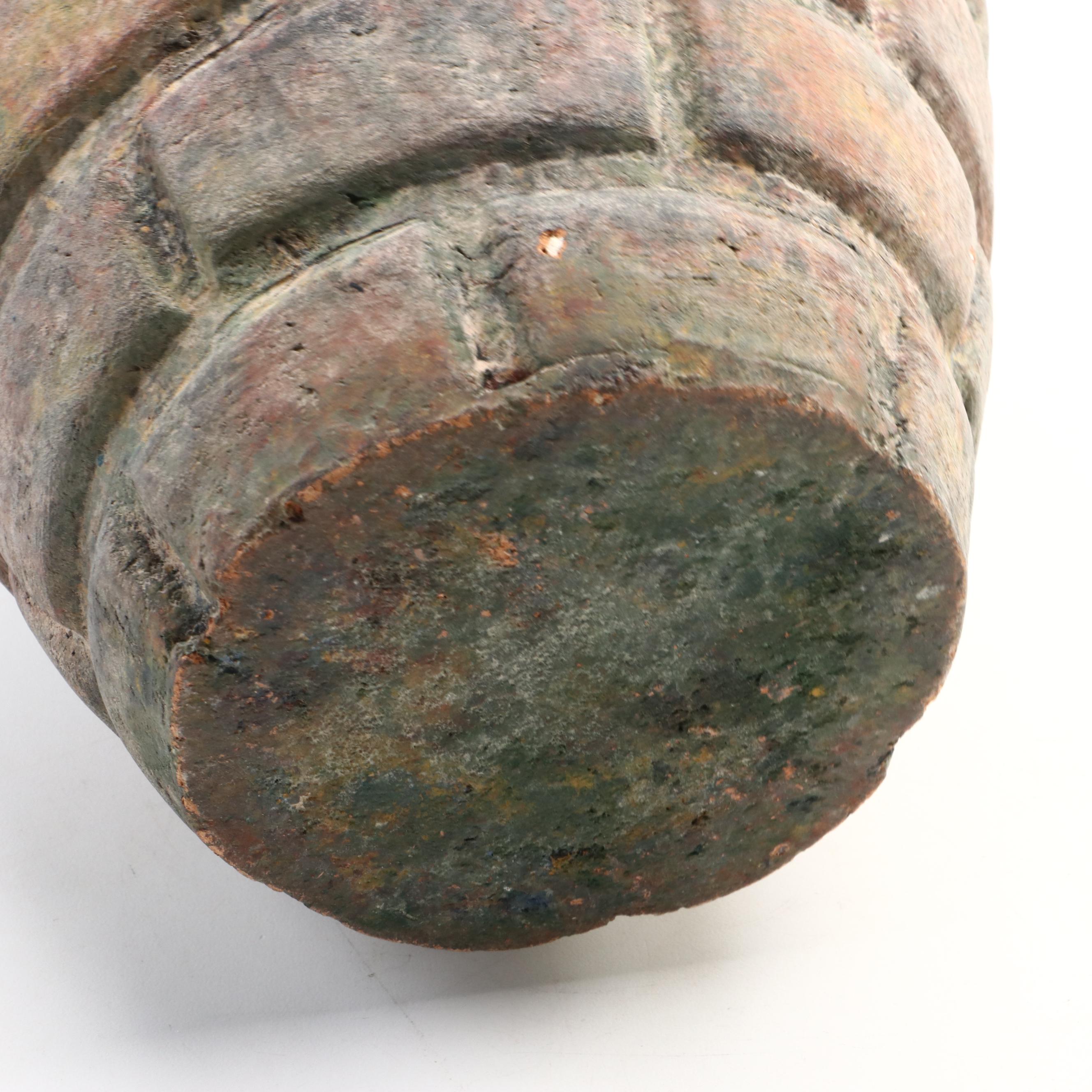 Vintage Ceramic Vase Featuring Fish and Brick Relief Pattern