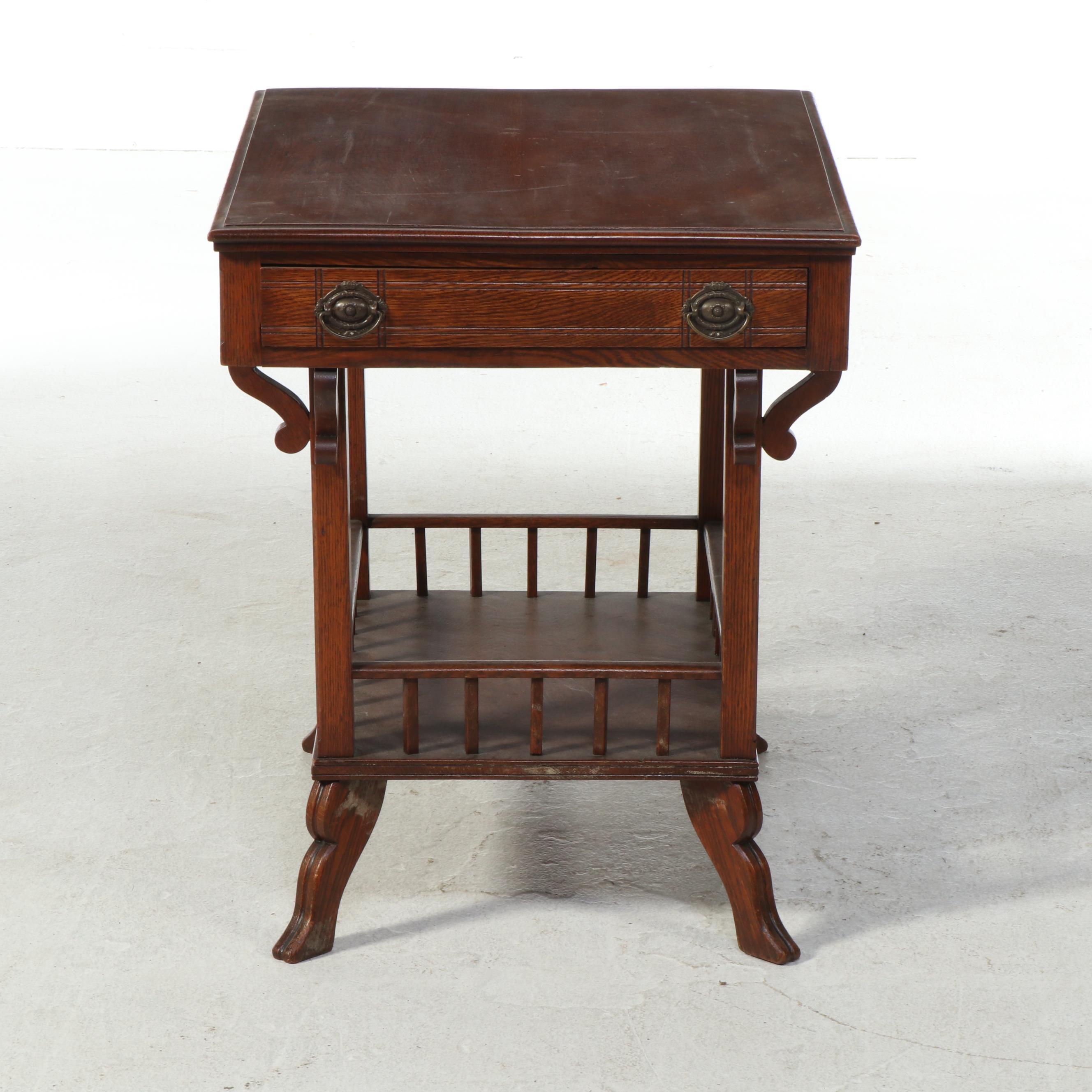 Victorian Oak Two-Tier Side Table, Late 19th Century