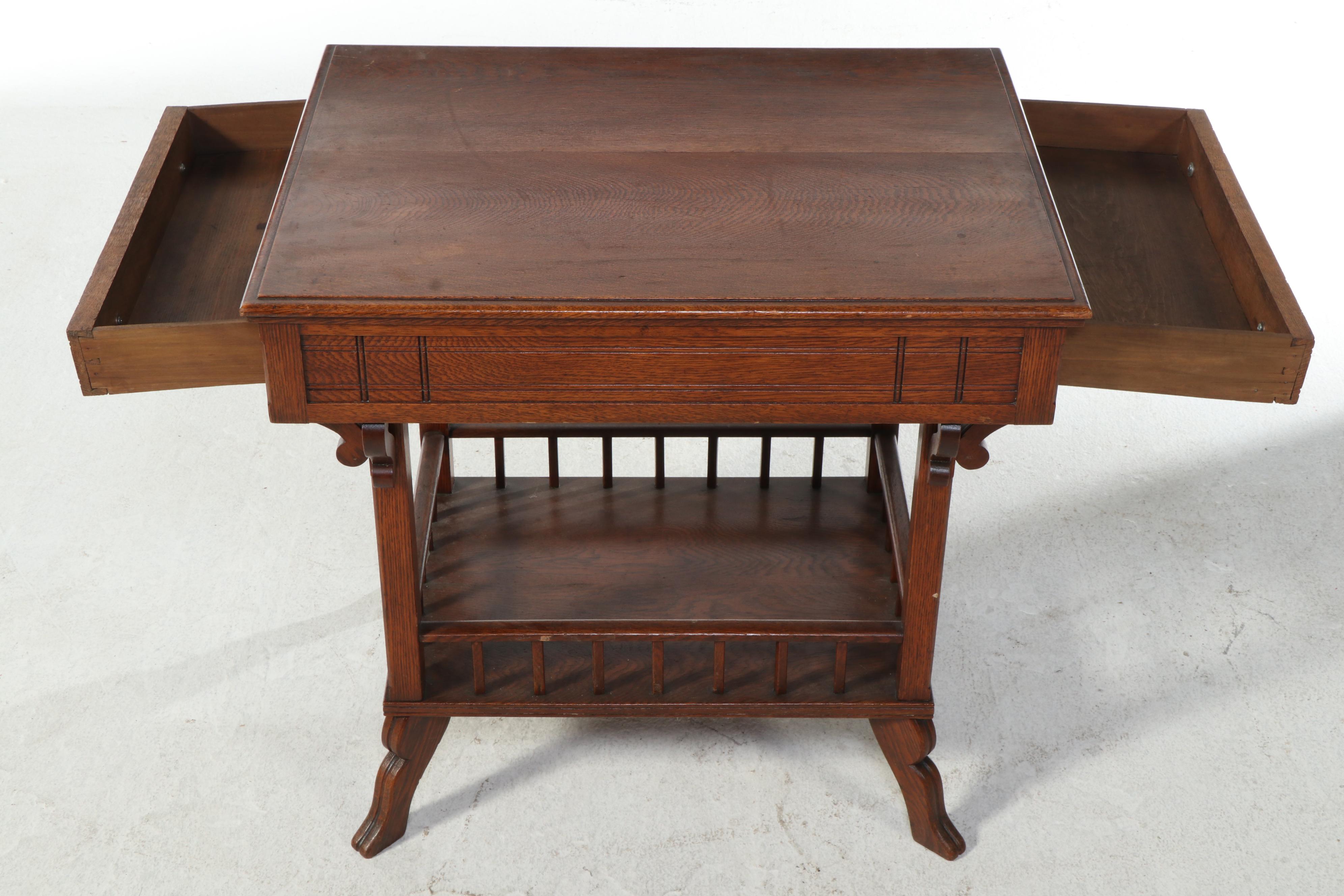 Victorian Oak Two-Tier Side Table, Late 19th Century