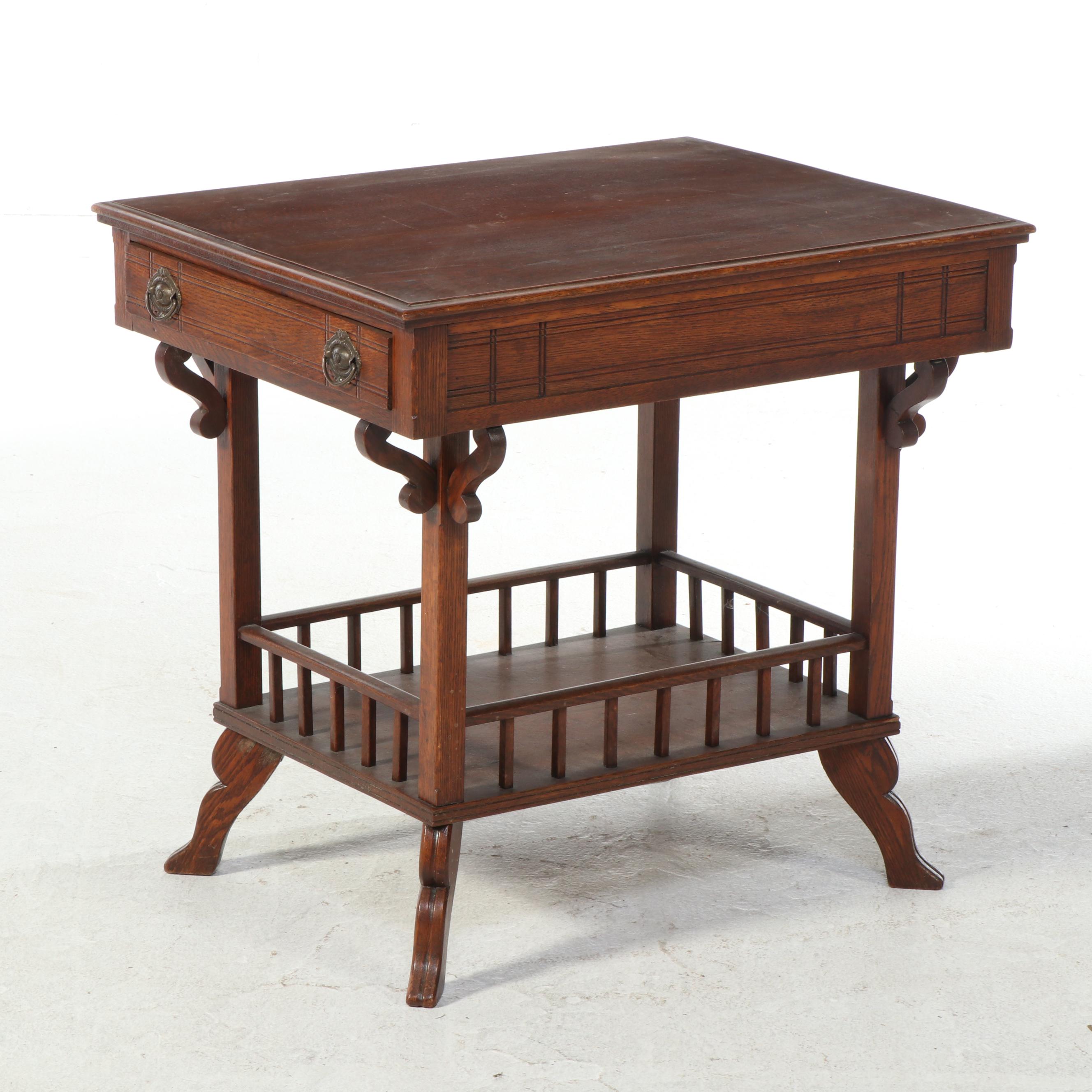Victorian Oak Two-Tier Side Table, Late 19th Century