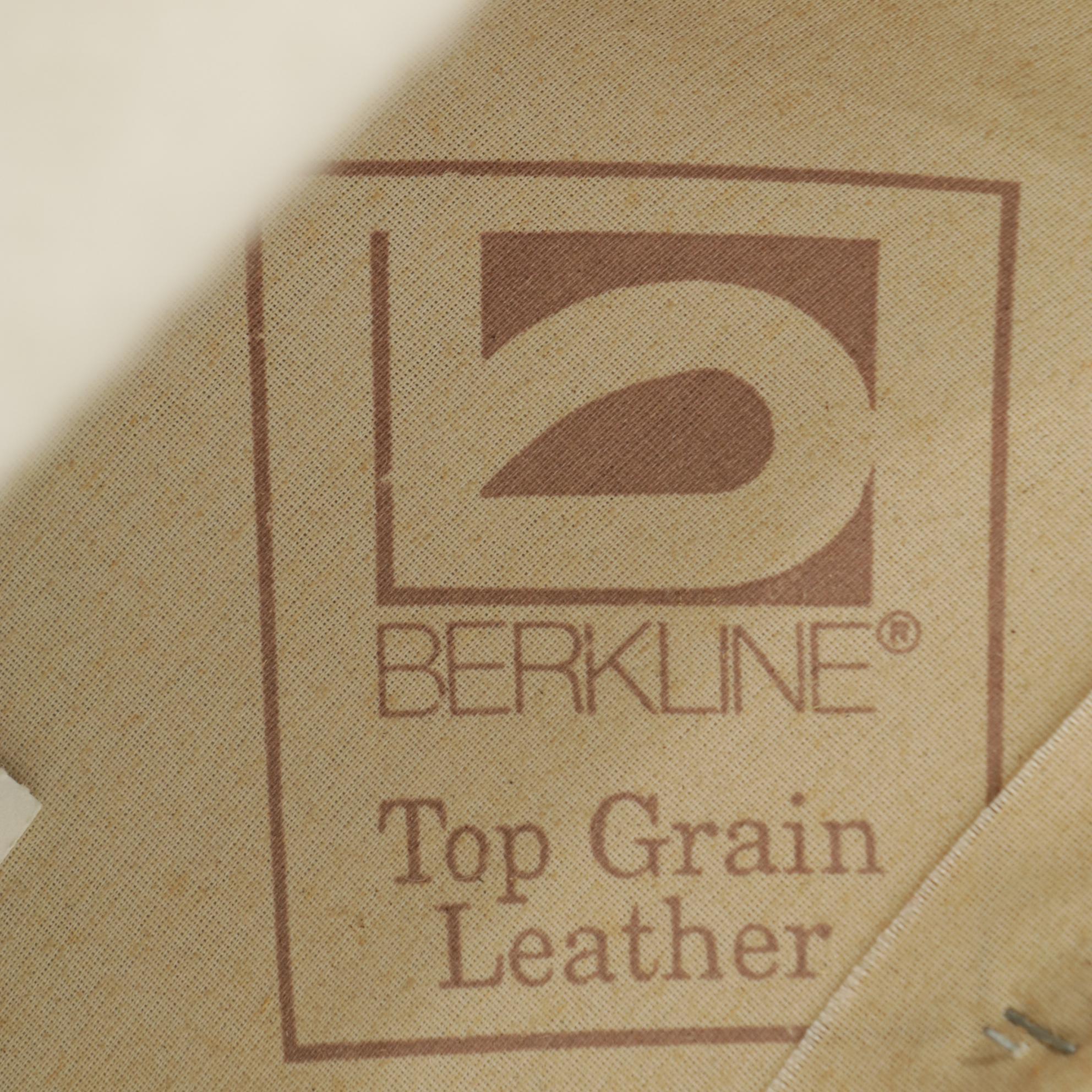 Berkline Three-Seat Double Manual Reclining Grain Leather Sofa