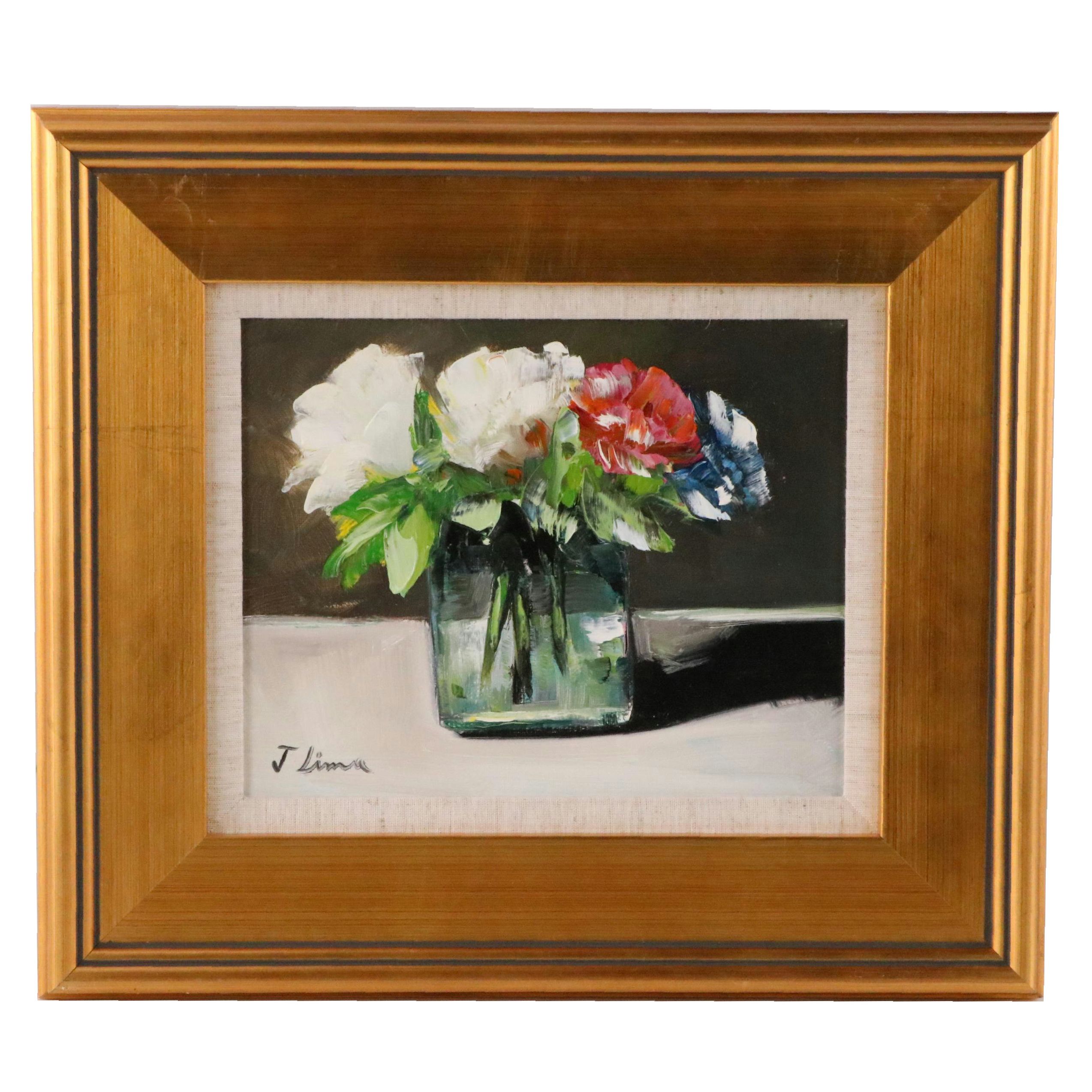 José M. Lima Floral Still Life Oil Painting, 2023