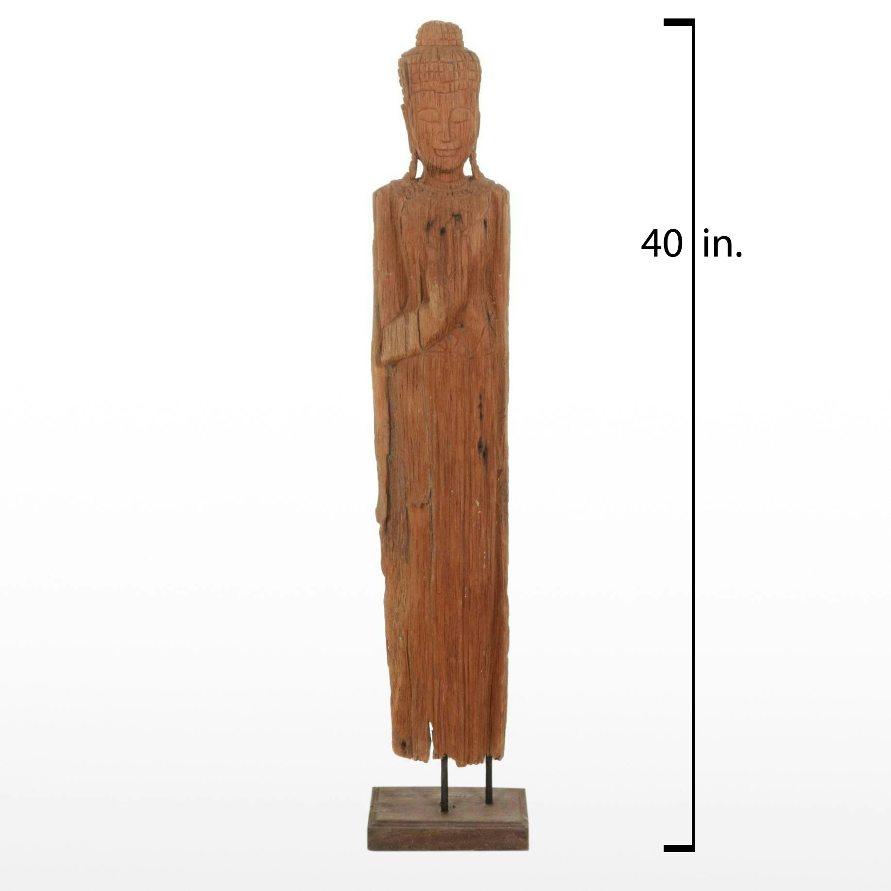Thai Style Carved Wooden Standing Buddha Statue