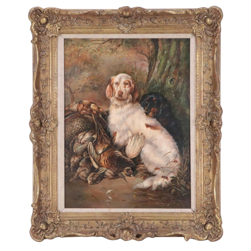 John Emms Portrait Oil Painting of Hunting Dogs
