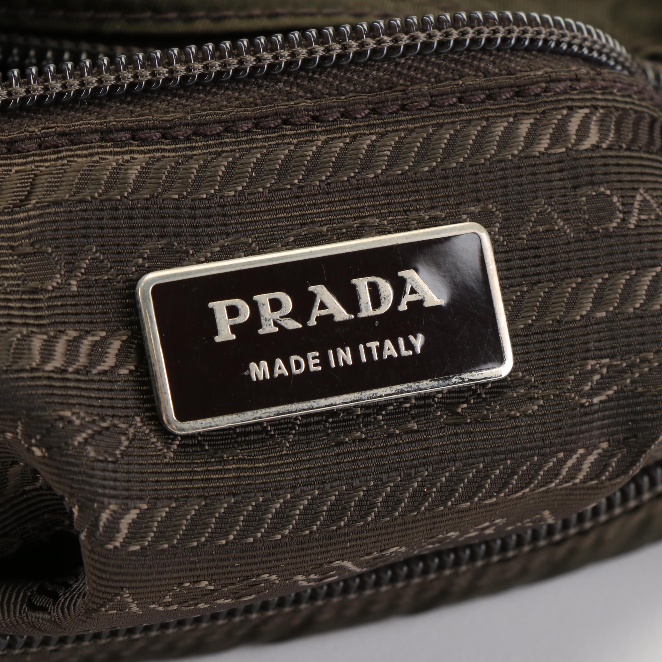 Prada Khaki Green Tessuto Nylon Messenger Bag