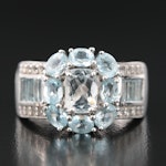 Sterling Aquamarine and Topaz Ring