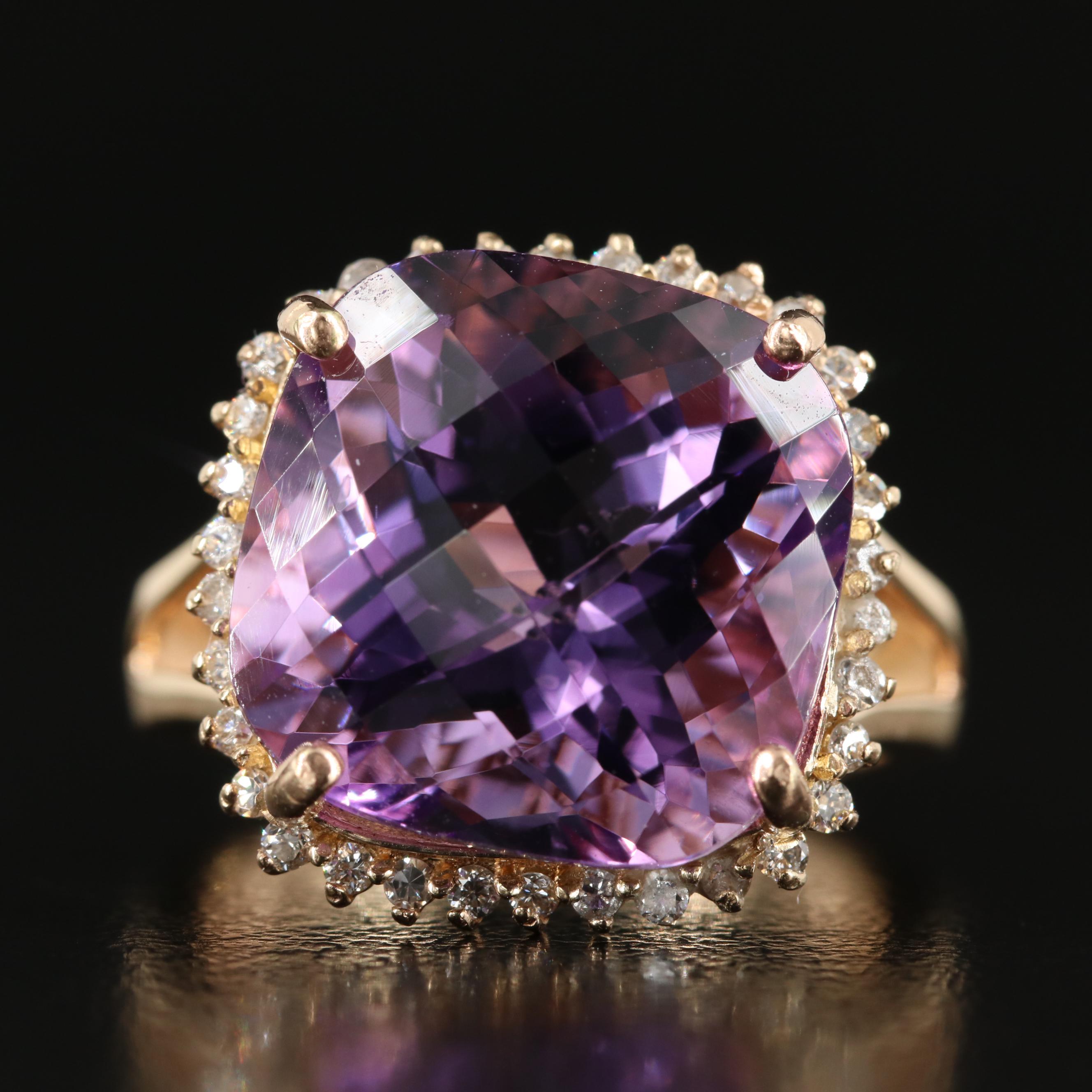 14K Amethyst and Diamond Ring