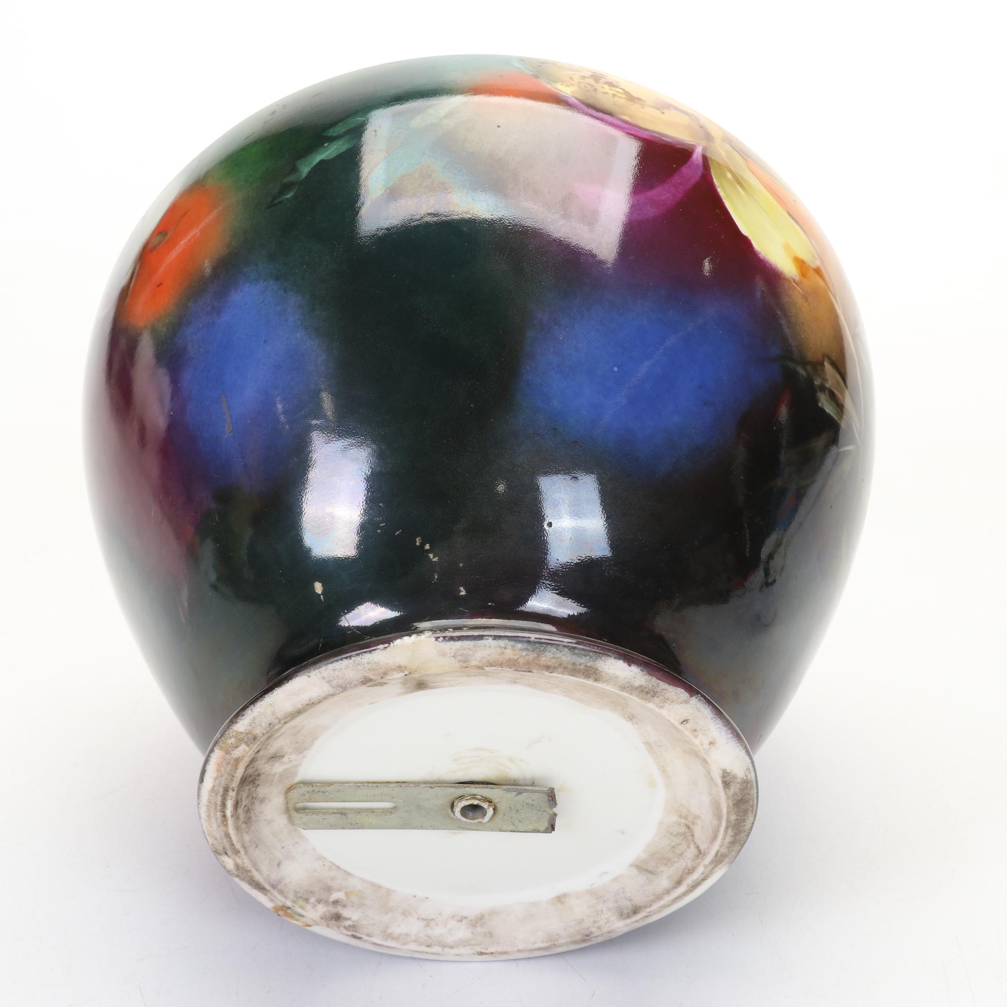 Hand Painted Floral Lamp Base With Coalport Bone China Flowers In A Shell