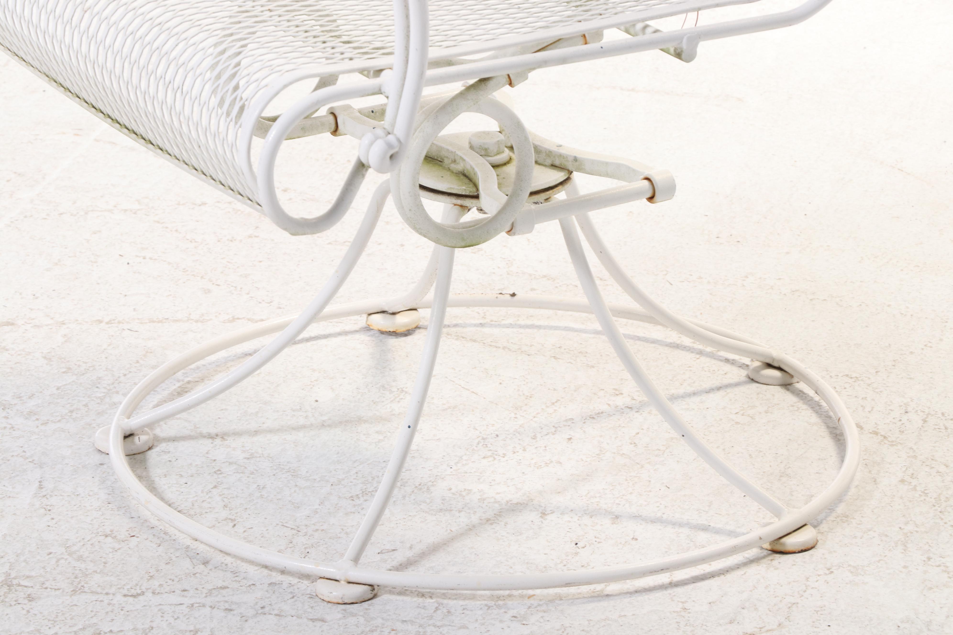 Five-Piece Painted Iron and Wire Mesh Patio Dining Set with Abba Patio Umbrella