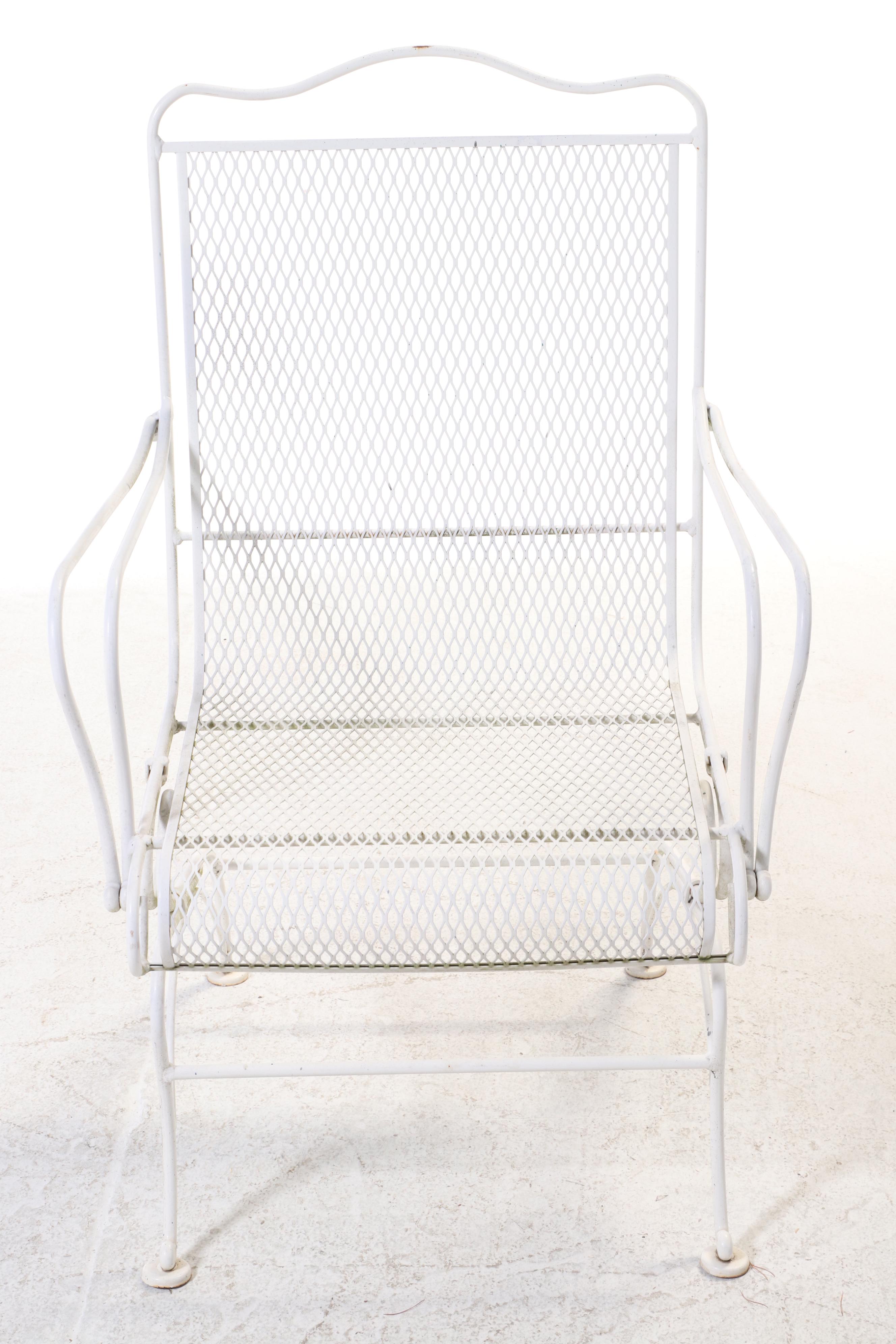 Five-Piece Painted Iron and Wire Mesh Patio Dining Set with Abba Patio Umbrella