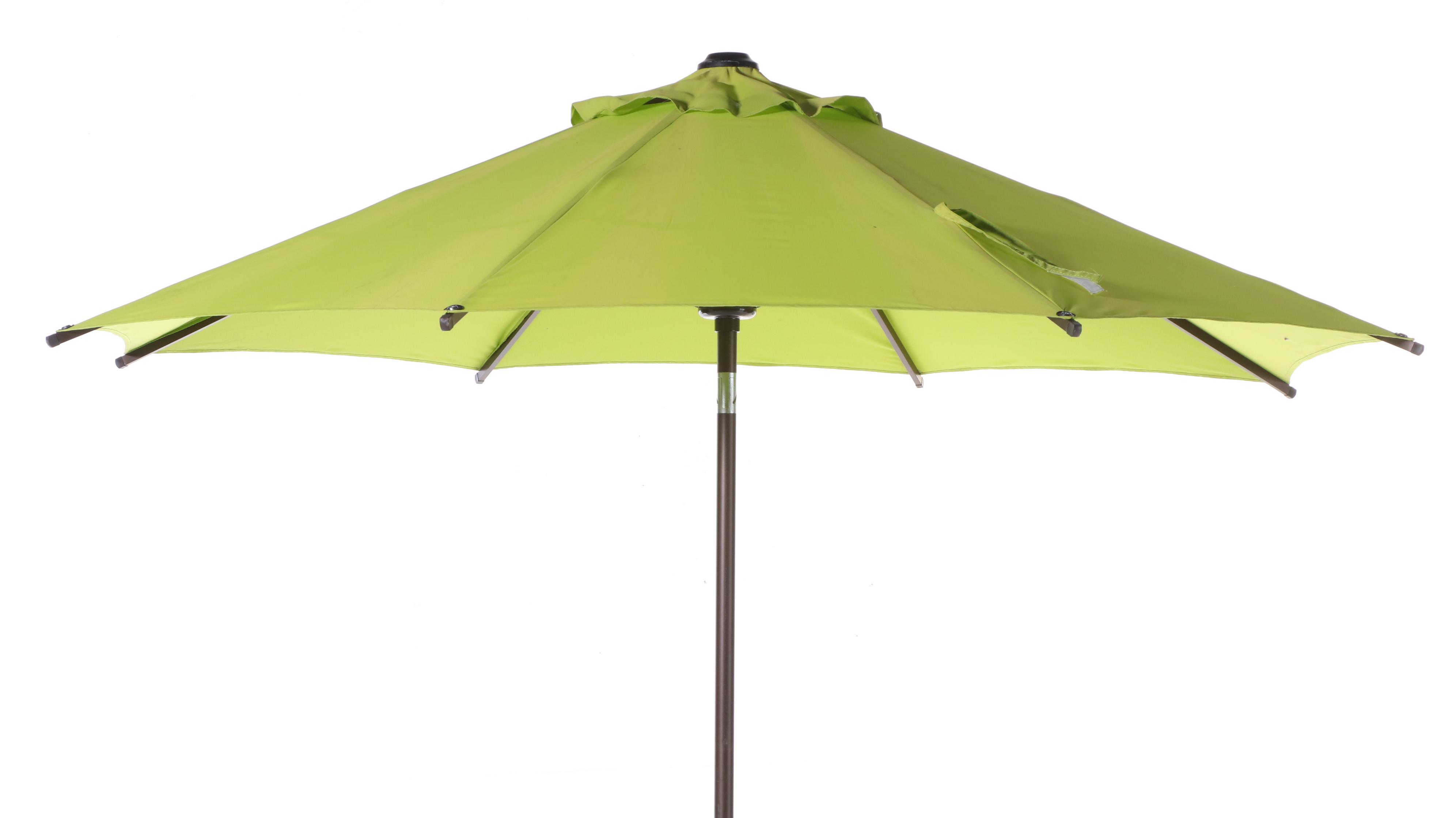 Five-Piece Painted Iron and Wire Mesh Patio Dining Set with Abba Patio Umbrella