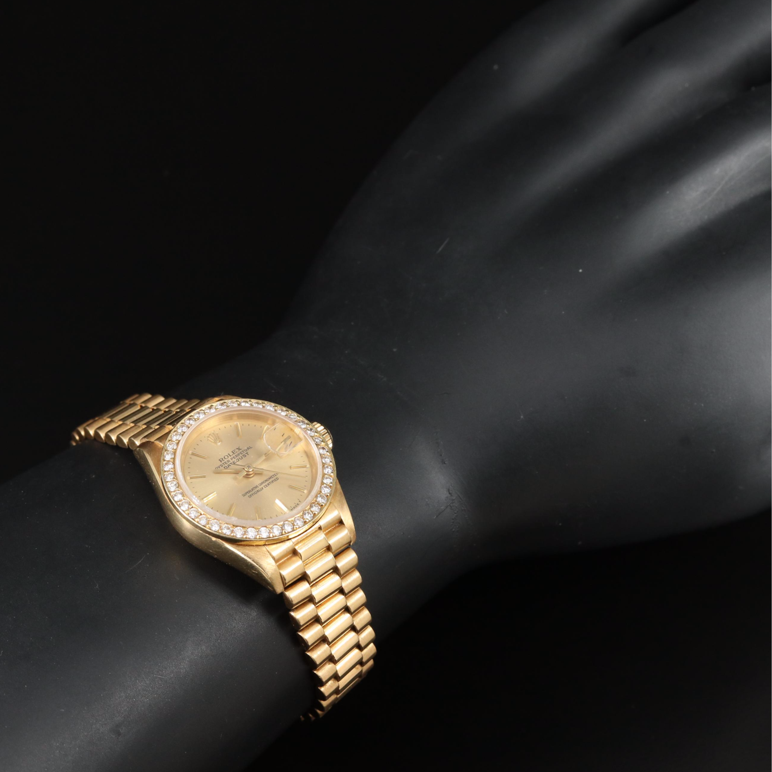 1986 18K Rolex Custom Diamond Datejust Watch