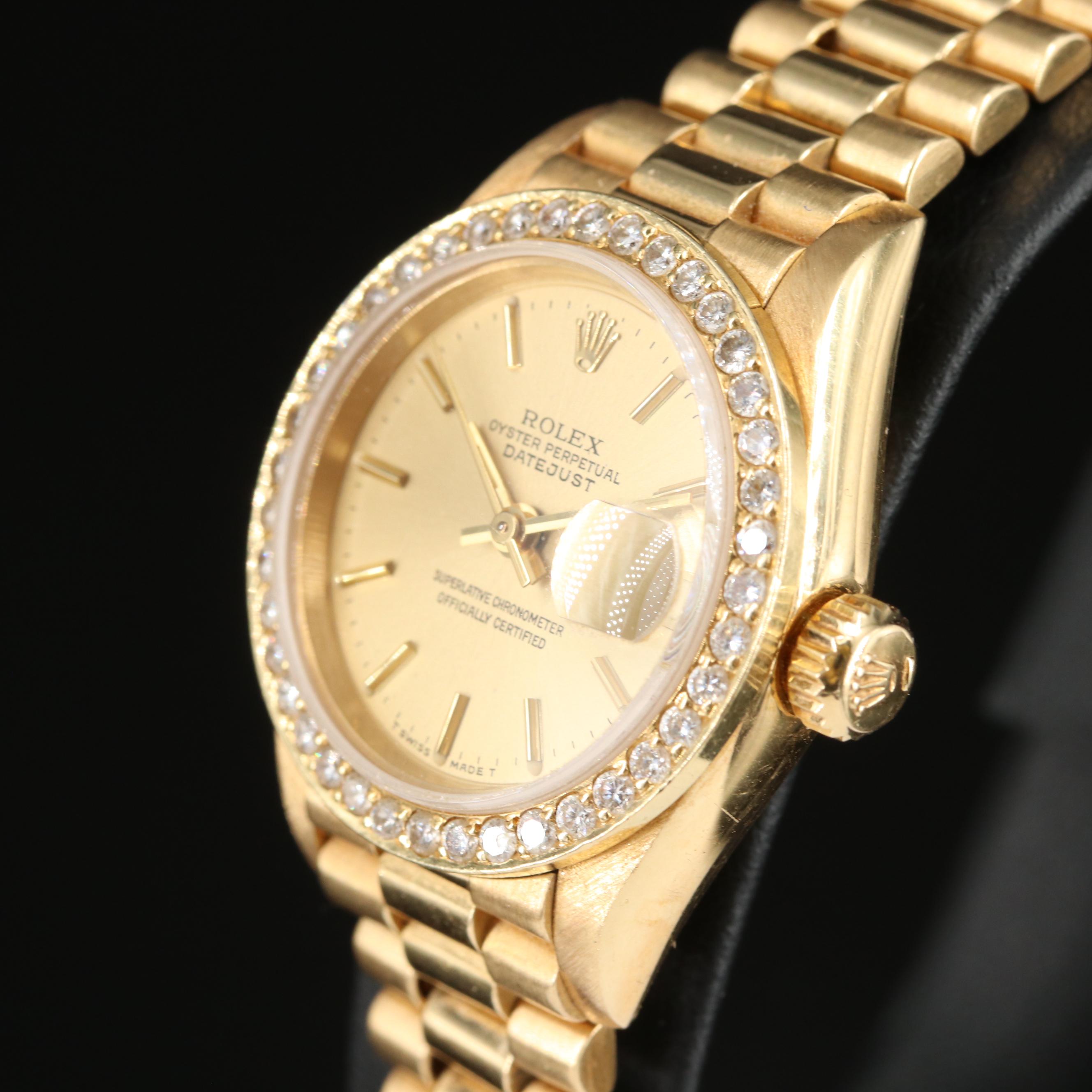 1986 18K Rolex Custom Diamond Datejust Watch