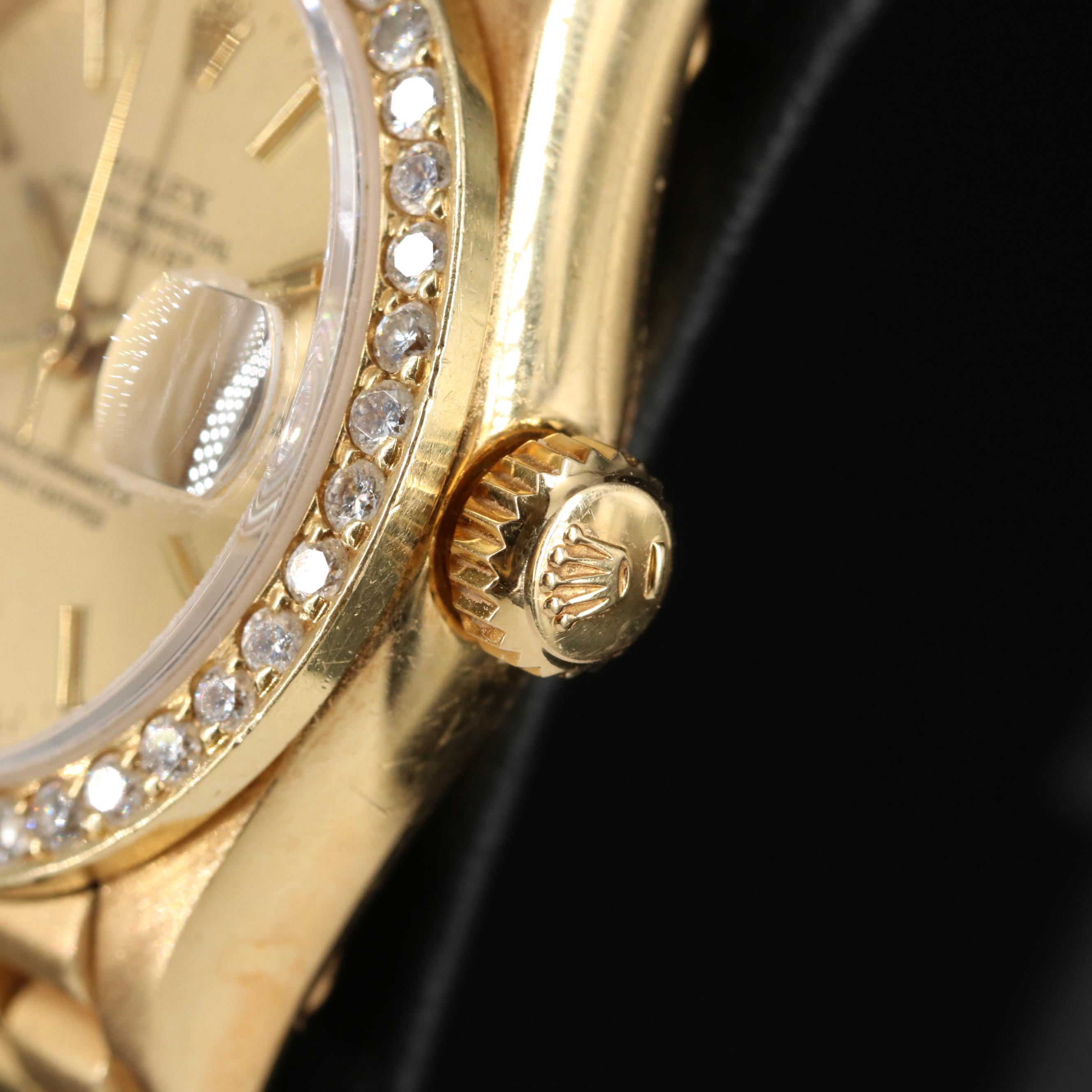 1986 18K Rolex Custom Diamond Datejust Watch