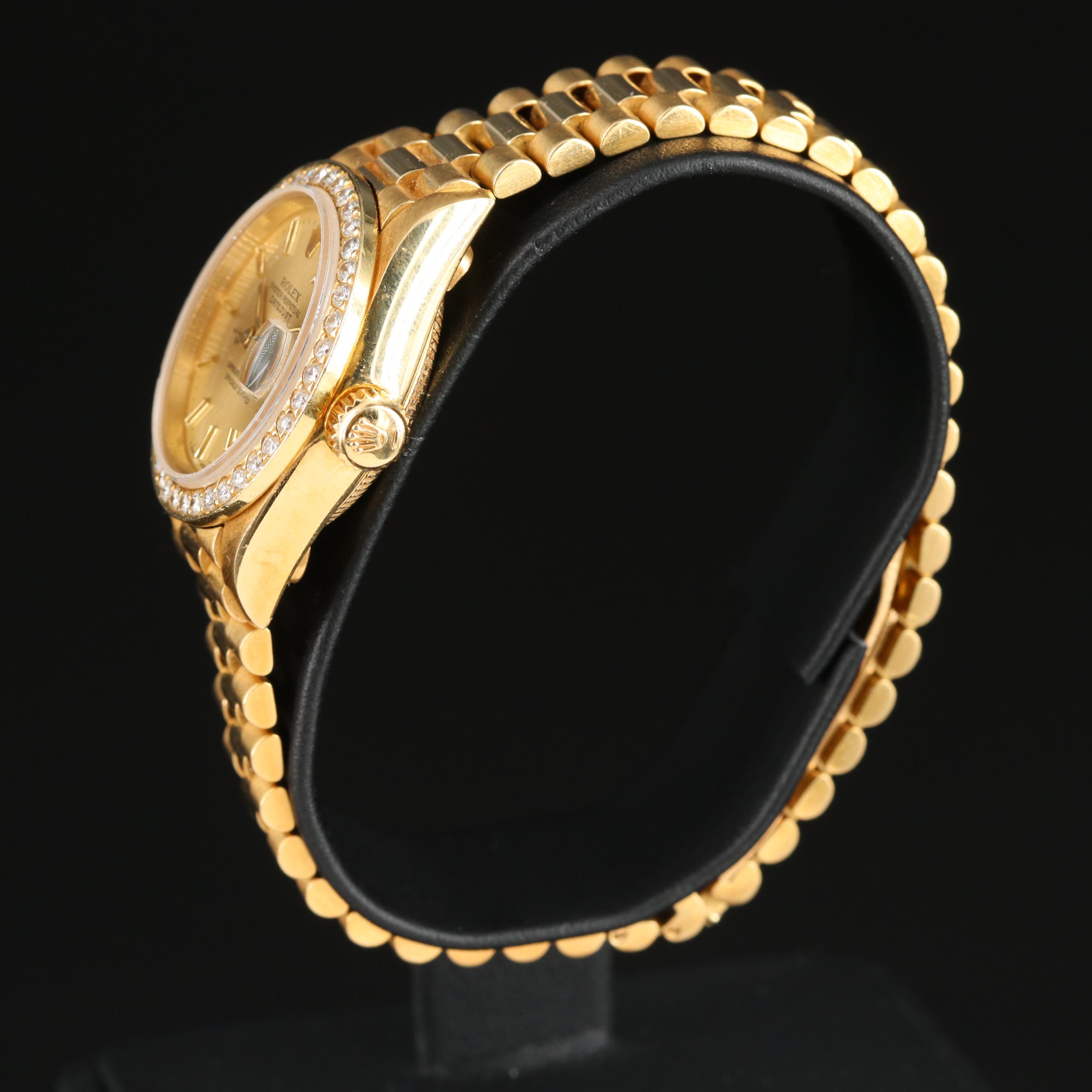 1986 18K Rolex Custom Diamond Datejust Watch