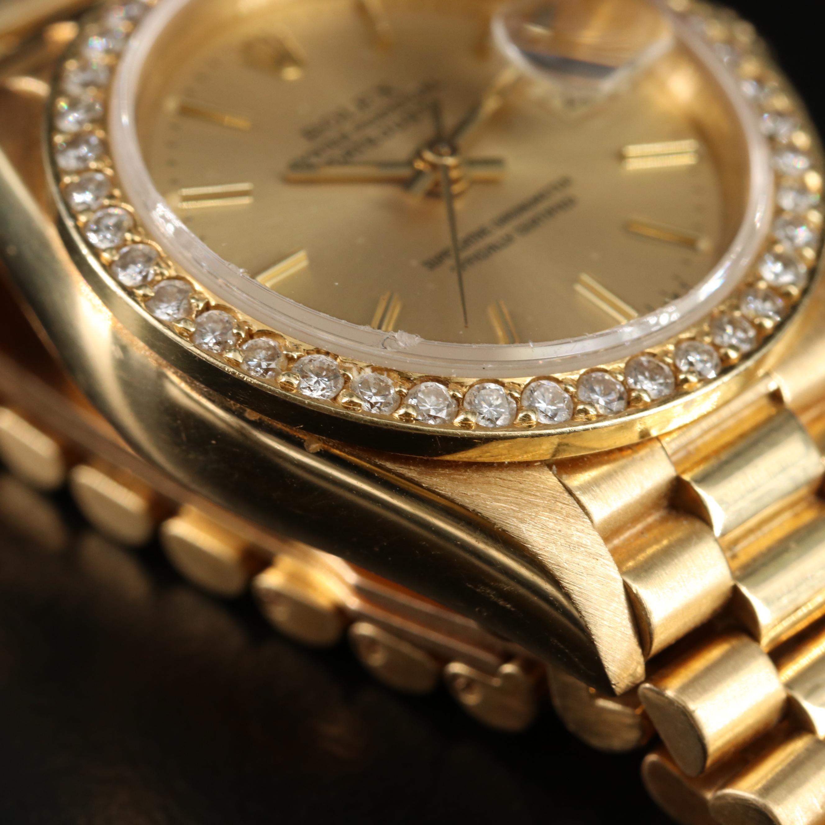 1986 18K Rolex Custom Diamond Datejust Watch