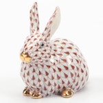Herend Guild Chocolate Fishnet with Gold "Chubby Bunny" Porcelain Figurine, 2006