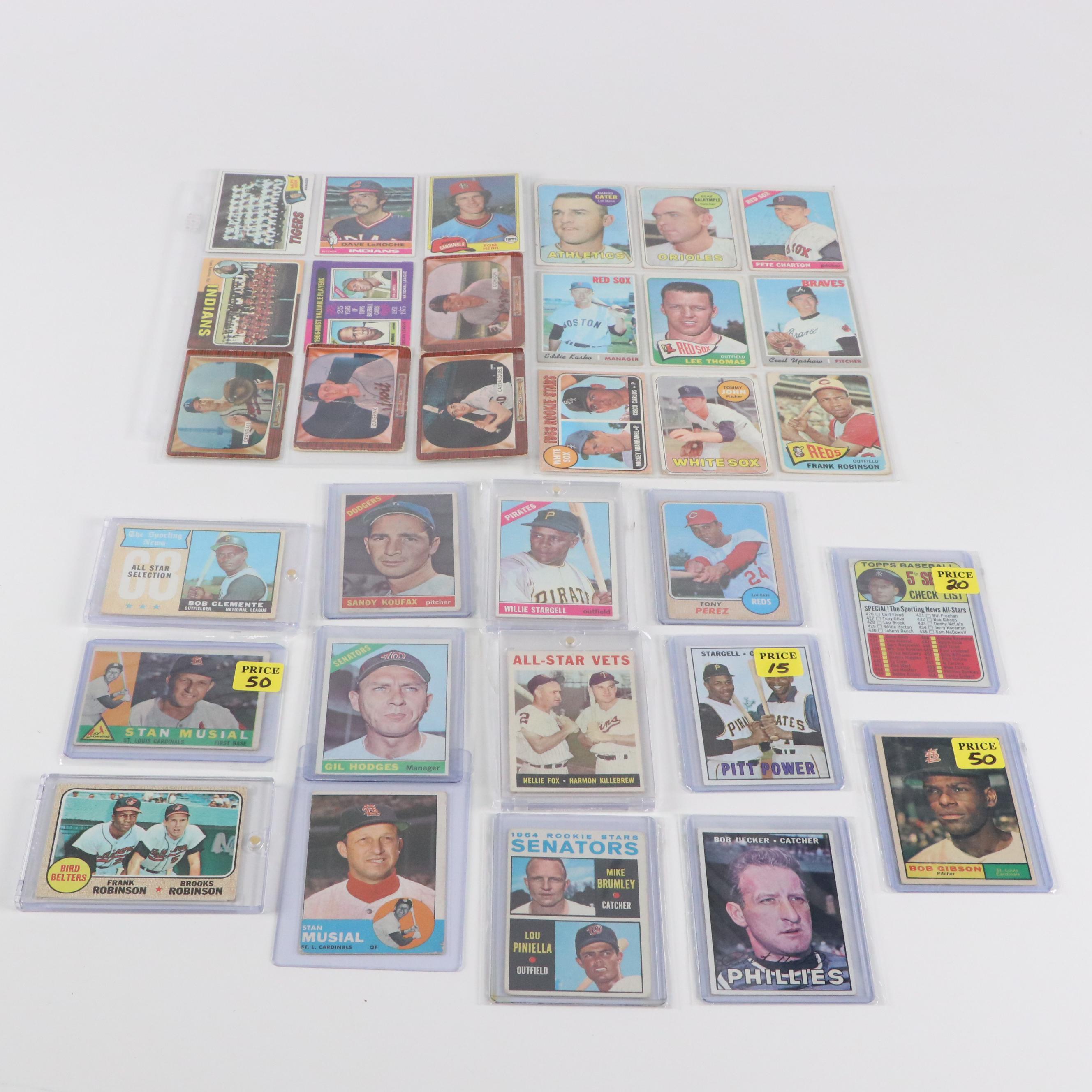 Topps and Bowman Baseball Cards Featuring Roberto Clemente and More, 1955-1980