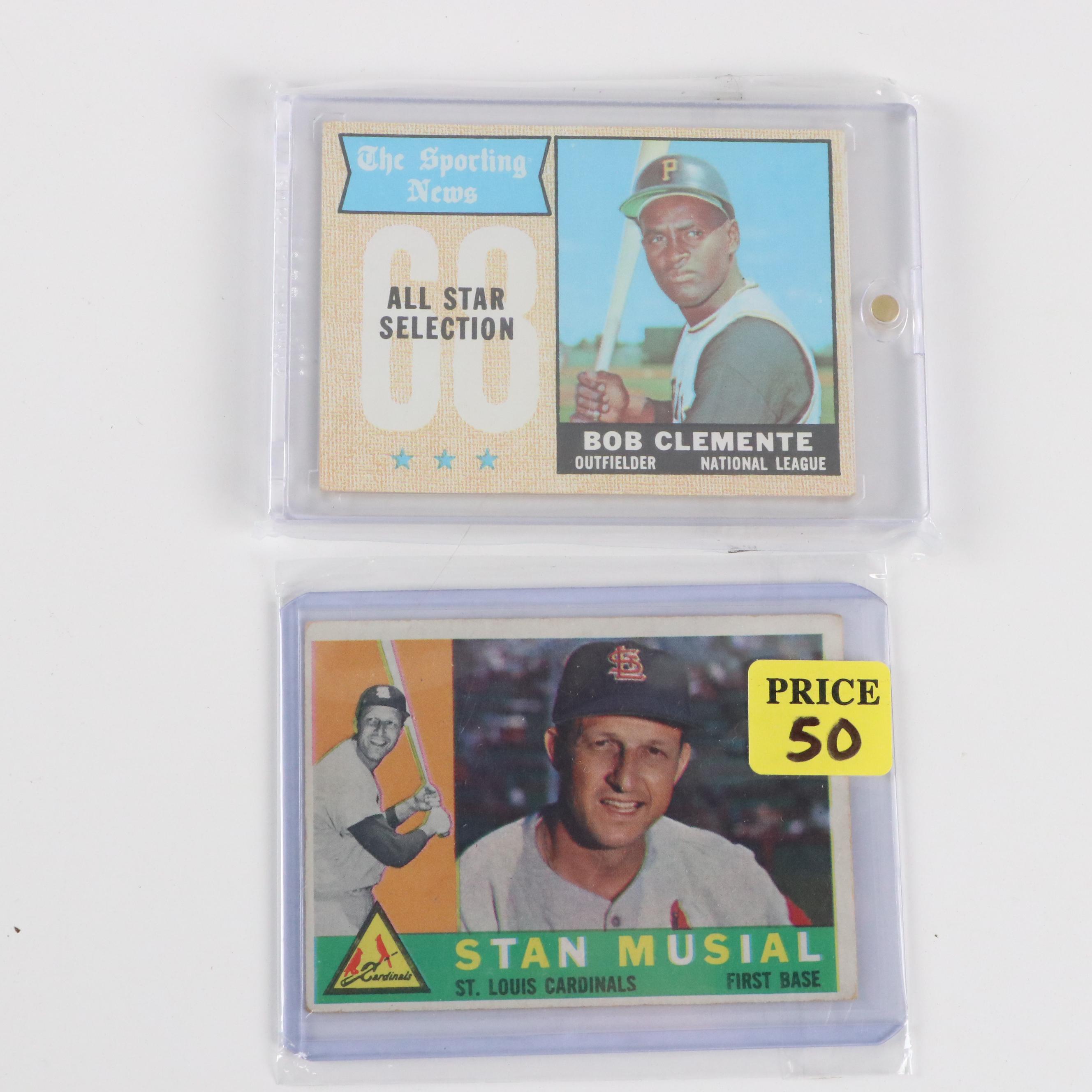 Topps and Bowman Baseball Cards Featuring Roberto Clemente and More, 1955-1980