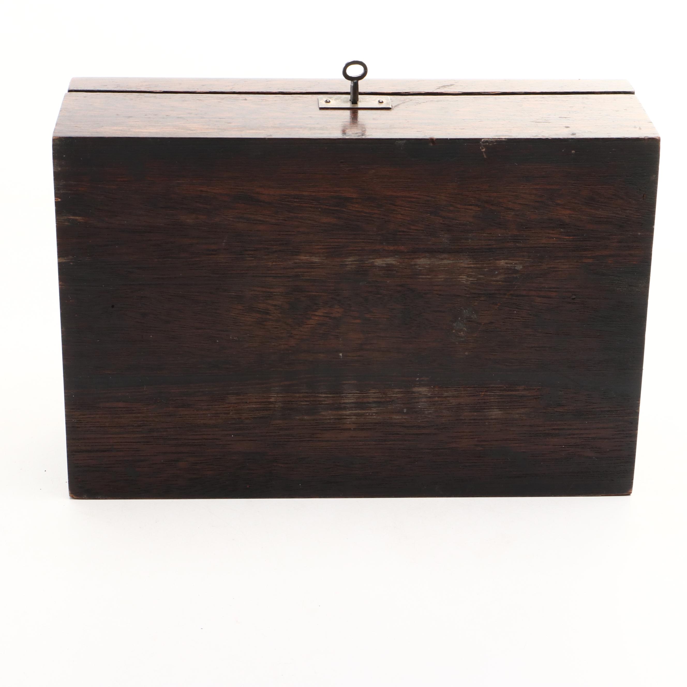 Victorian Rosewood Lock Box, Keepsake Box with Signed Hunting Scene, and More